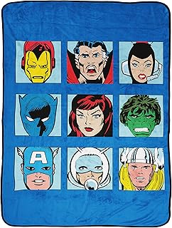 Marvel Comics Avengers Throw Blanket - Measures 46 x 60 inches, Kids Bedding Features Captain America, Black Panther, & Doctor Strange - Fade Resistant Super Soft Fleece (Official Marvel Product)