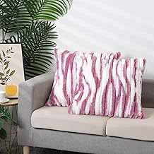 اكياس مخدات من فرو ناعم فخم مزدوج الوجهين، مقاس 45x45 سم، بملمس مخملي ناعم – بسحاب مخفي وتصميم عصري لديكور غرفة المعيشة والكنبة – قابل للغسل اليدوي (زهري)