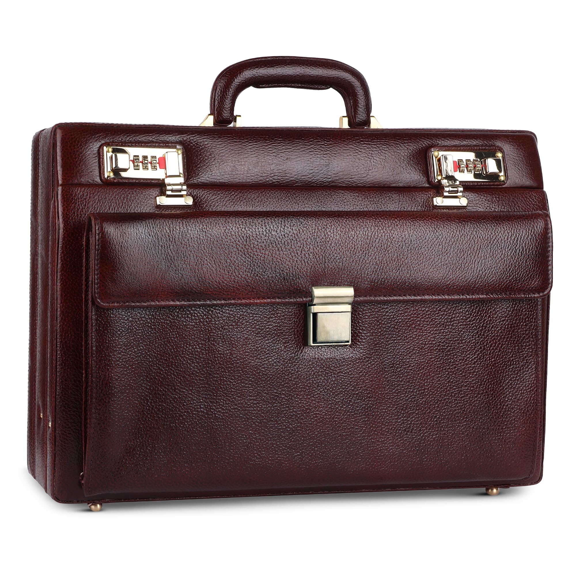 HAMMONDS FLYCATCHER Expandable Briefcase for Men, Genuine Leather Office Bag, Travel Bag with Dual Combination Lock Protection, Hand Bag for Men, Spacious Laptop Briefcase with Document Storage, Brown