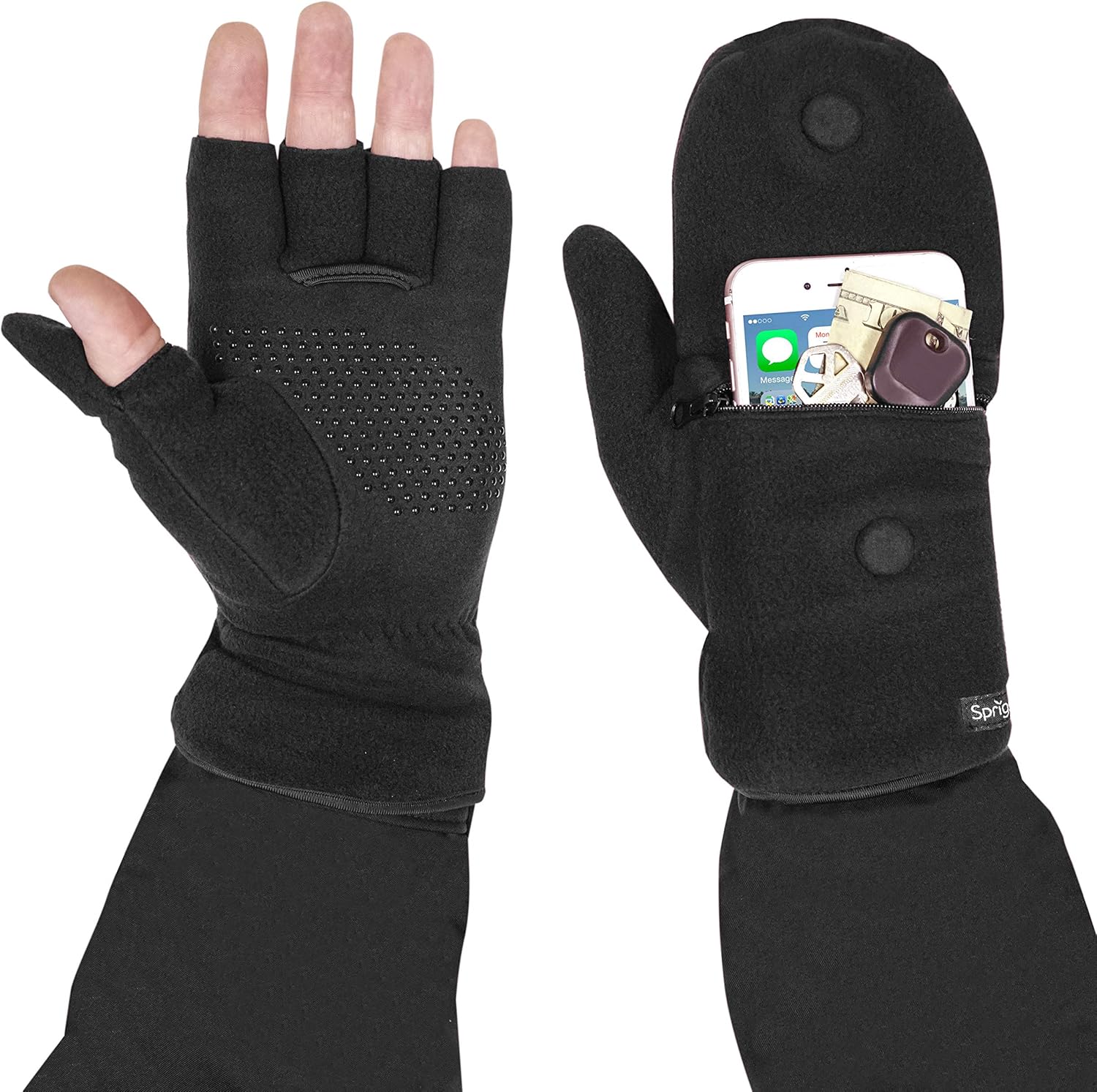 Sprigs Fleece Multi Mitts Black : Clothing, Shoes & Jewelry