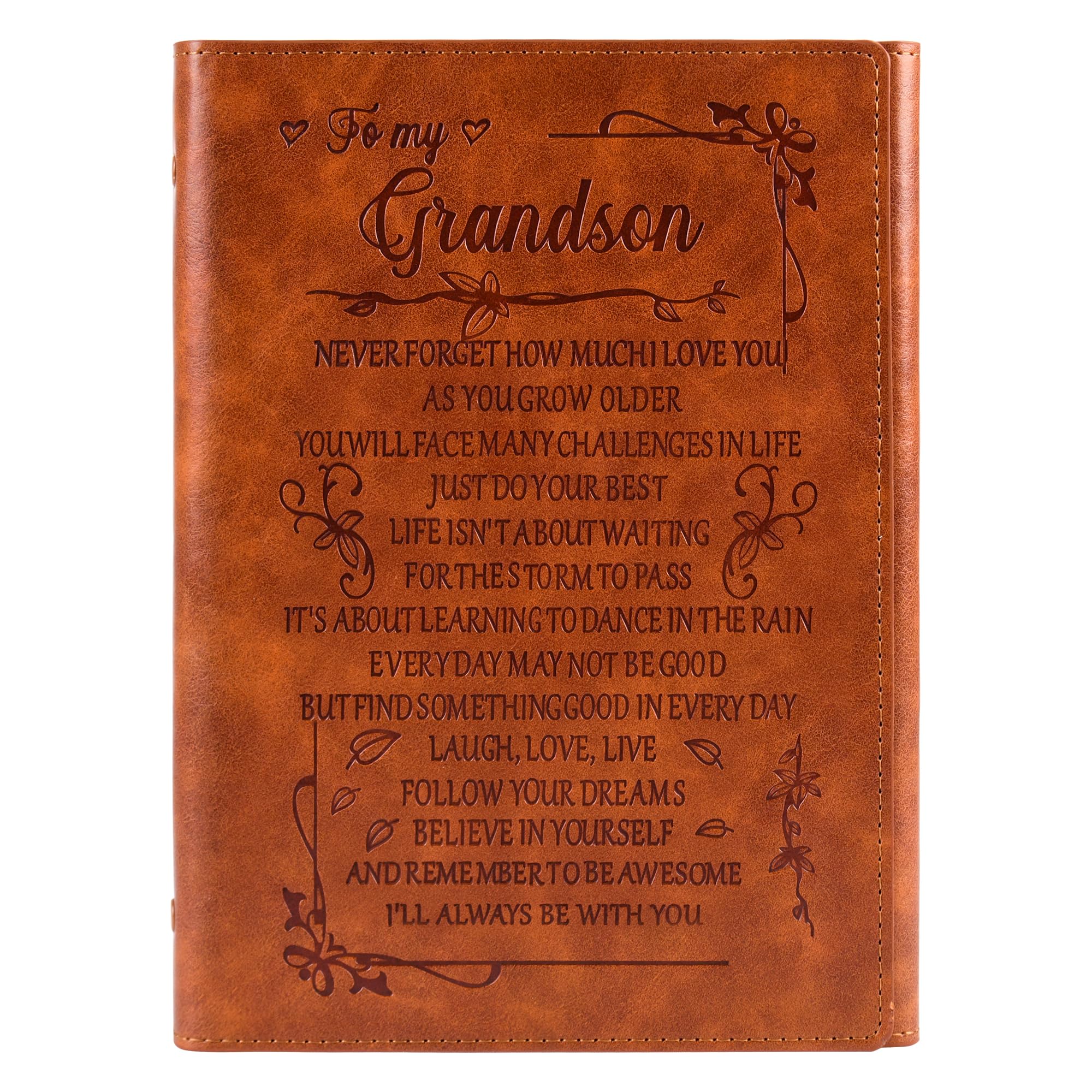 Zhitongda Letters To My Grandson,Grandson Gifts From Grandma,Personalized Leather Notebook Refillable Travel Journals,Spiritual Graduation Christmas Birthday Gifts For Grandson(My Grandson) โ image 1