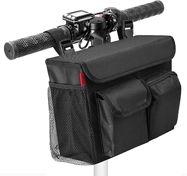 YOOFAN Mobility Scooter Bag Convenient Organizer Pouch with 14-Inch Laptop Pocket and Cup Holders, Black