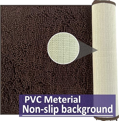 Miniatura 6 de Juego de 3 alfombras de baño de felpilla color marrón, alfombras de baño para baño, juego de baño extra suave y absorbente, alfombras de felpa,