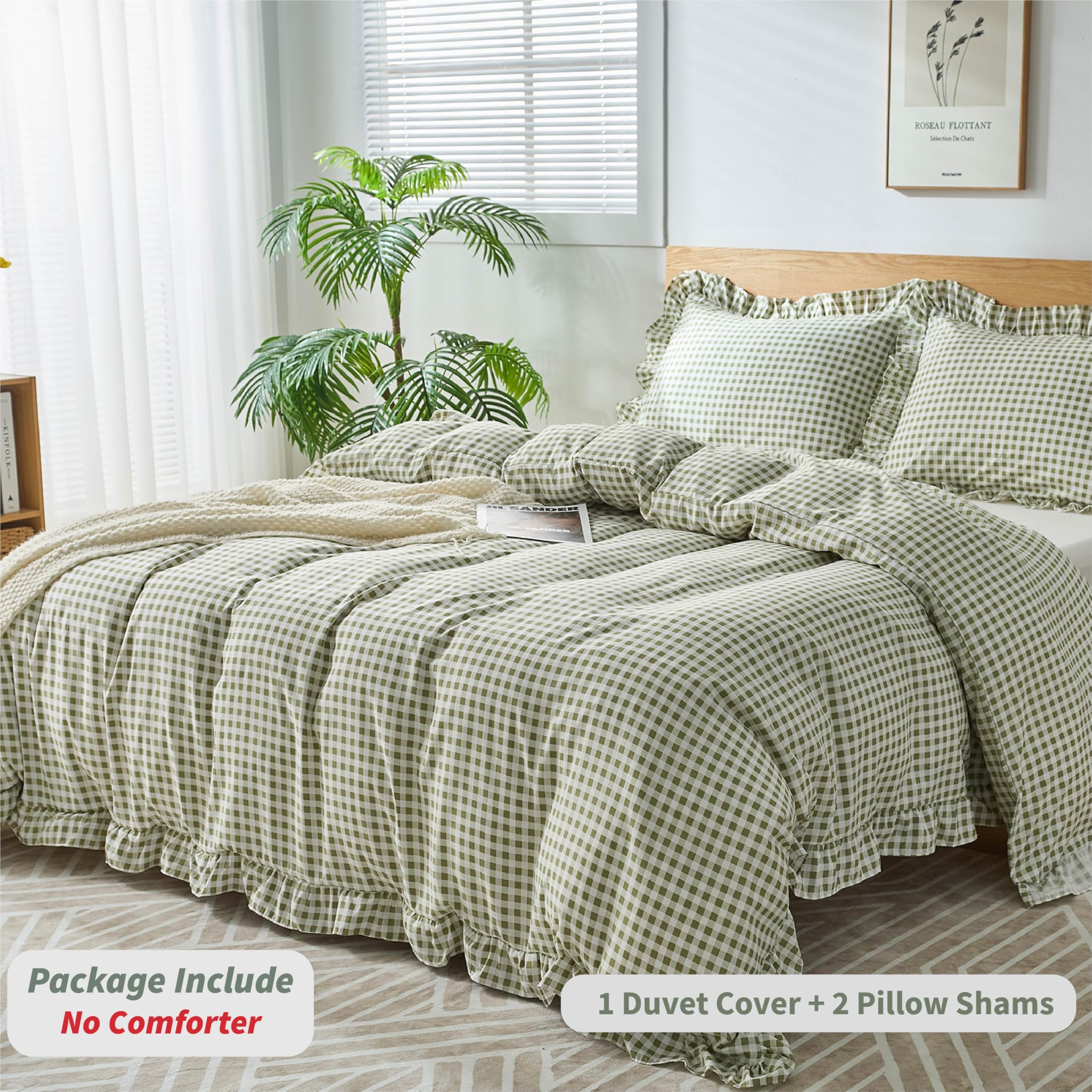 Best Gingham Duvet Cover Picks for 2026 2 kisswish Gingham Duvet Cover Queen Size, 3 Pieces Soft Breathable Microfiber Pla — product photo