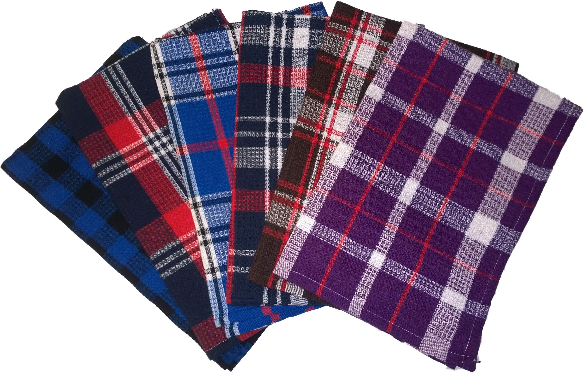 SHOP BY ROOM Cotton Waffle Weave Quick Dry Kitchen/Table/Roti Napkin (Multicolour; 16 x 26 inch) - Set of 6