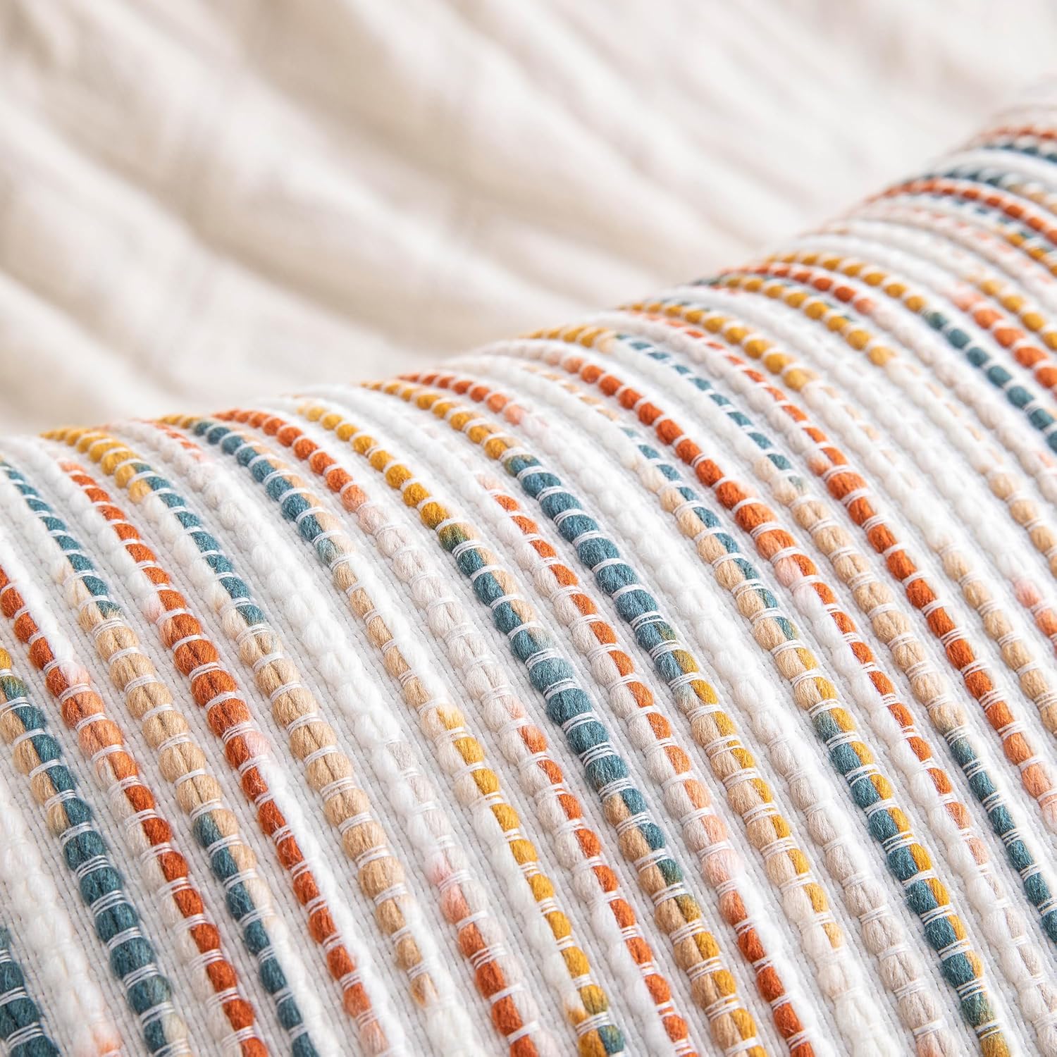 Boho Couch Throw Pillow Covers 18x18 Inch Set of 2 Yellow Orange Striped Decorative Pillow Covers Chenille Accent Pillowcase Farmhouse Cushion Covers for Home Decor Sofa Living Room Bedroom