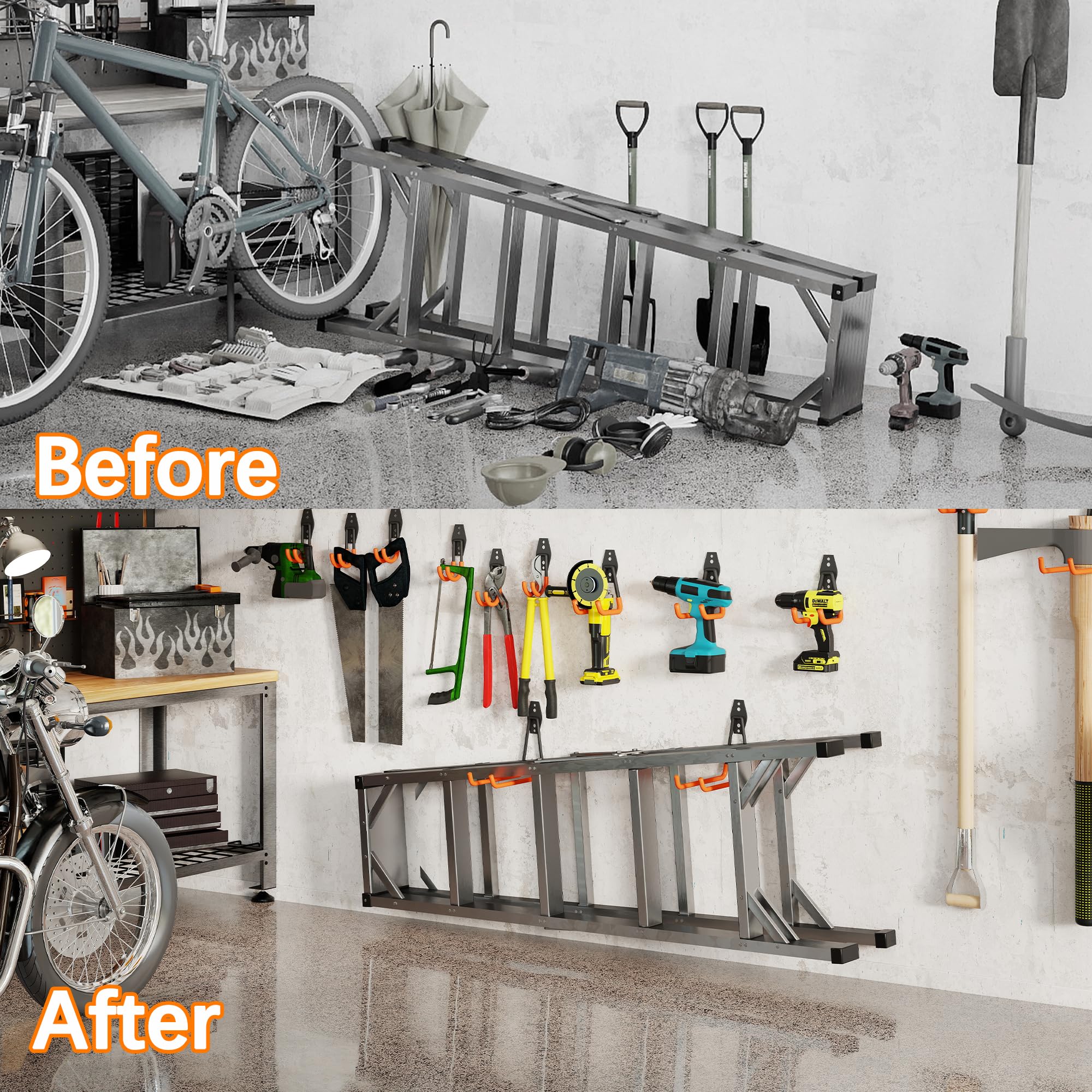 16 confezioni di organizer per ganci a parete da garage per corde ad alte prestazioni per garage, portatubi e organizzazione - design durevole e salvaspazio per uso domestico, garage e officina