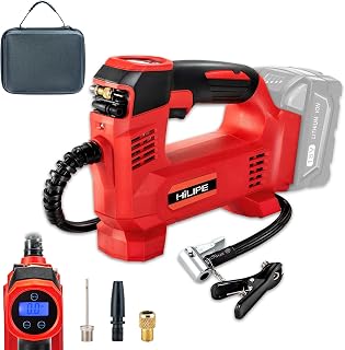 HILIPE Cordless Tire Inflator Portable Air Compressor for Milwaukee Battery,Lithium Car Air Pump, Auto air pump with Digital Pressure Gauge for Car tires, Bicycle, Ball(Tool Only, NO Battery)