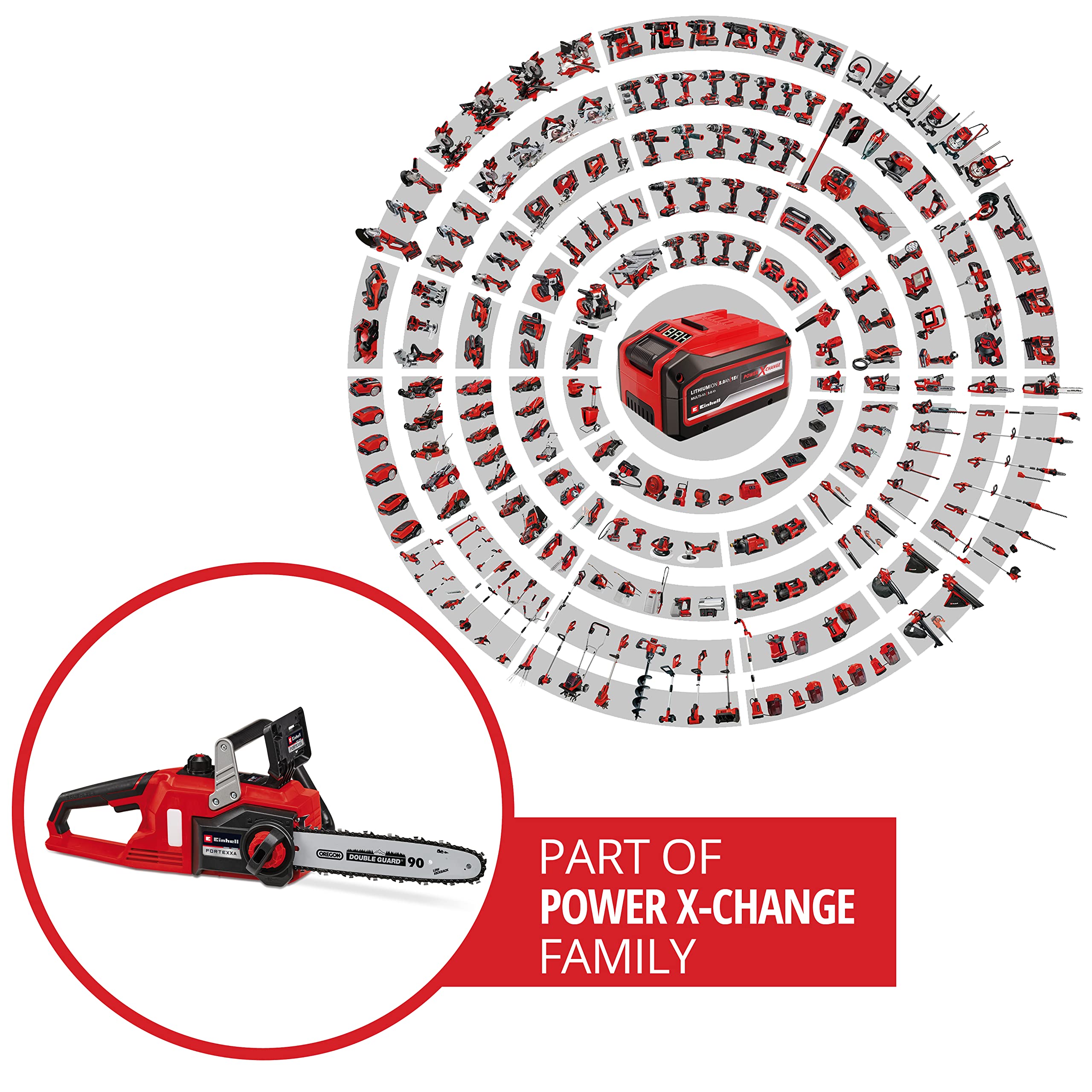 Einhell Motosega a batteria FORTEXXA 18/30 Power X-Change (ioni di litio, 18 V, motore senza spazzole, barra da 30 cm, max. 4.300 min-1, senza batteria e caricabatteria)
