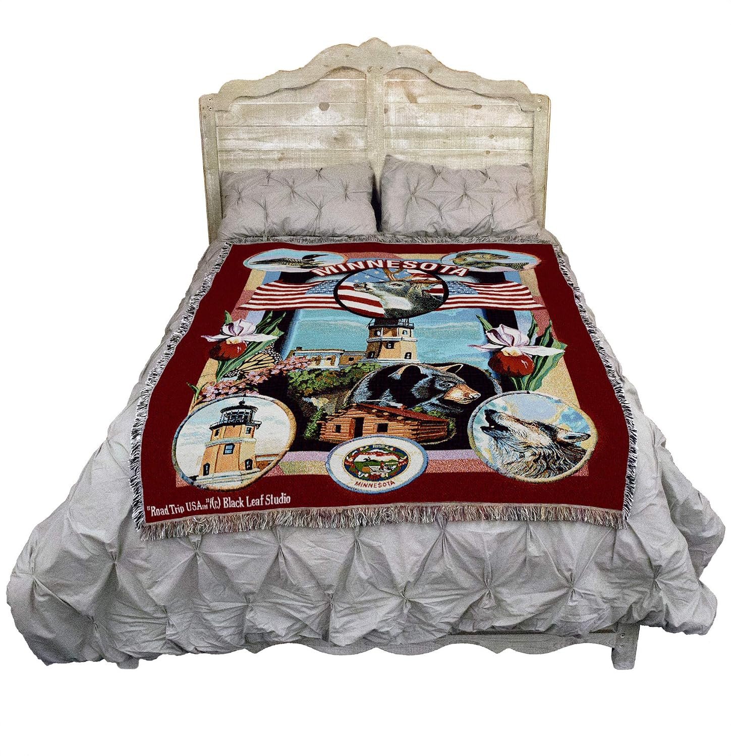 Pure Country Weavers State of Minnesota Blanket by Dwight D Kirkland - Gift Tapestry Throw Woven from Cotton - Made in the USA (72x54)