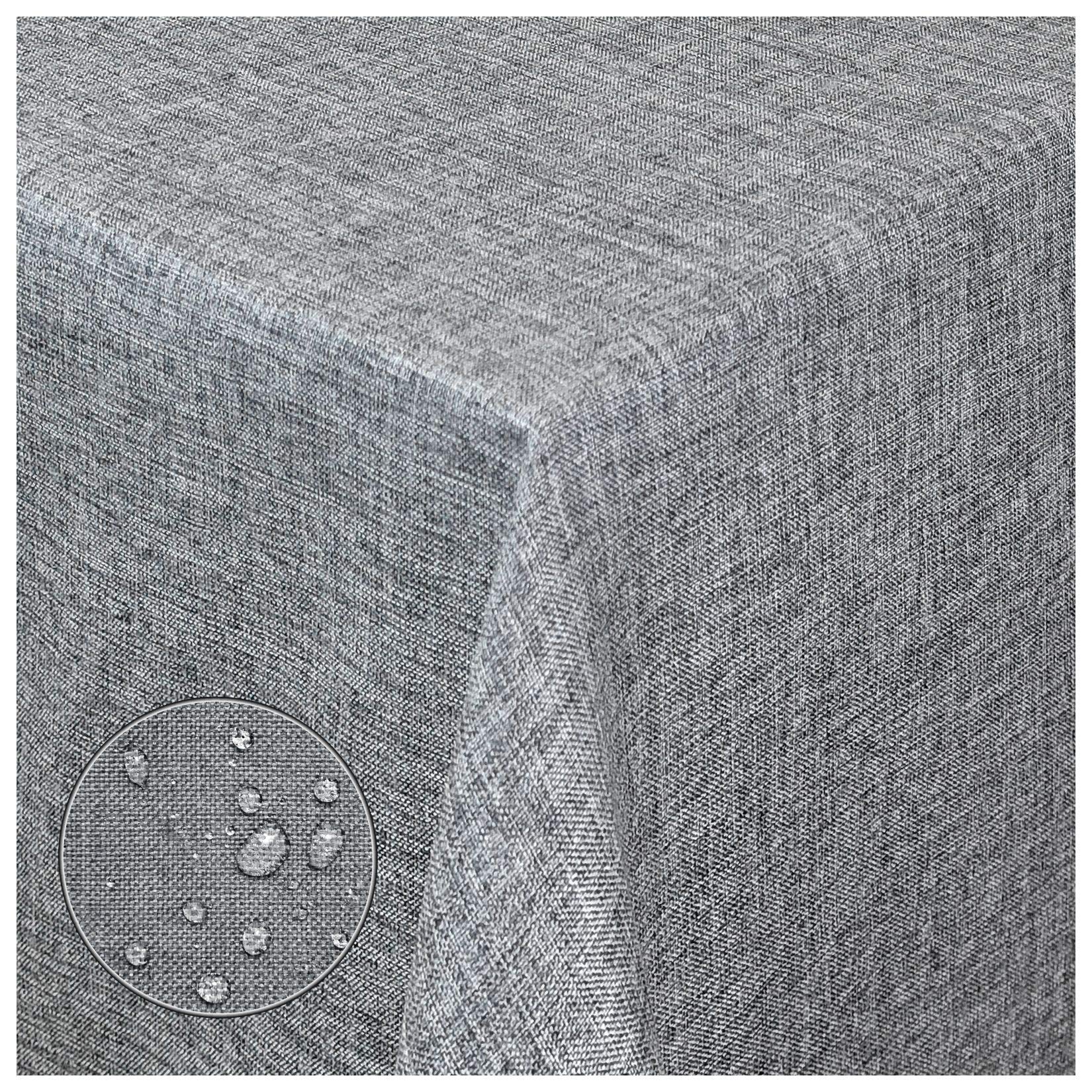 Tischdecke Damast Maßanfertigung im Leinen-Design in Grau eckig 120x240 cm, weitere Farben und Größen wählbar