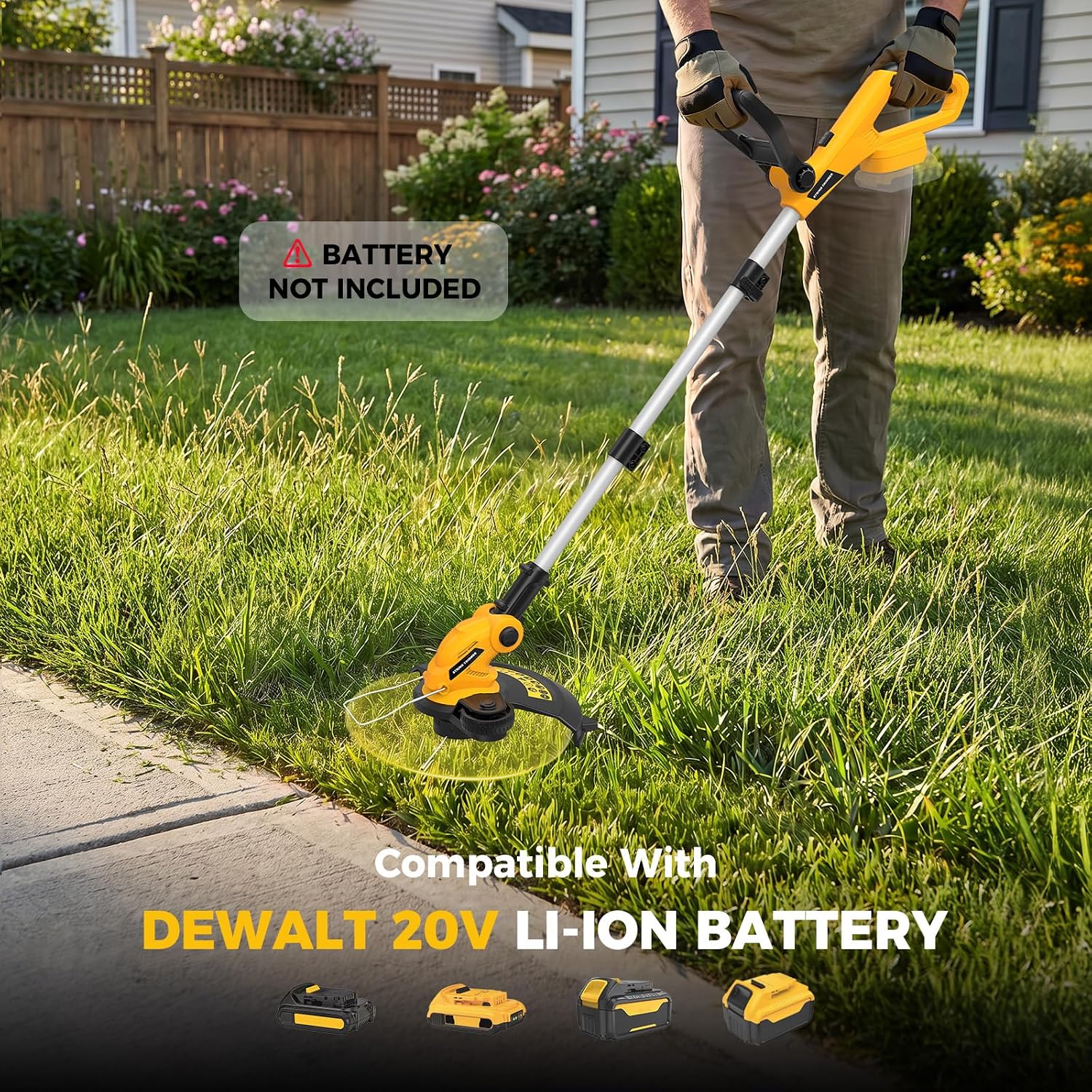 Cordless String Trimmer Compatible with Dewalt 20V MAX Battery (Tool Only)