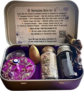 Psychic Awakening Bath & Shower Ritual & Spell Kit | Lavender Florida Water & Herbal Salts | White Magic | Handmade Oud Uncrossing Incense (Purple - Awakening - 3rd Eye - Crown Chakra)