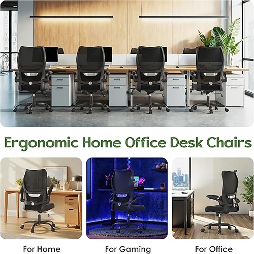 Miniatura 9 de Silla de oficina ergonómica - Silla de oficina cómoda de malla con respaldo alto con rueda de apoyo lumbar, sillas de oficina para el hogar,