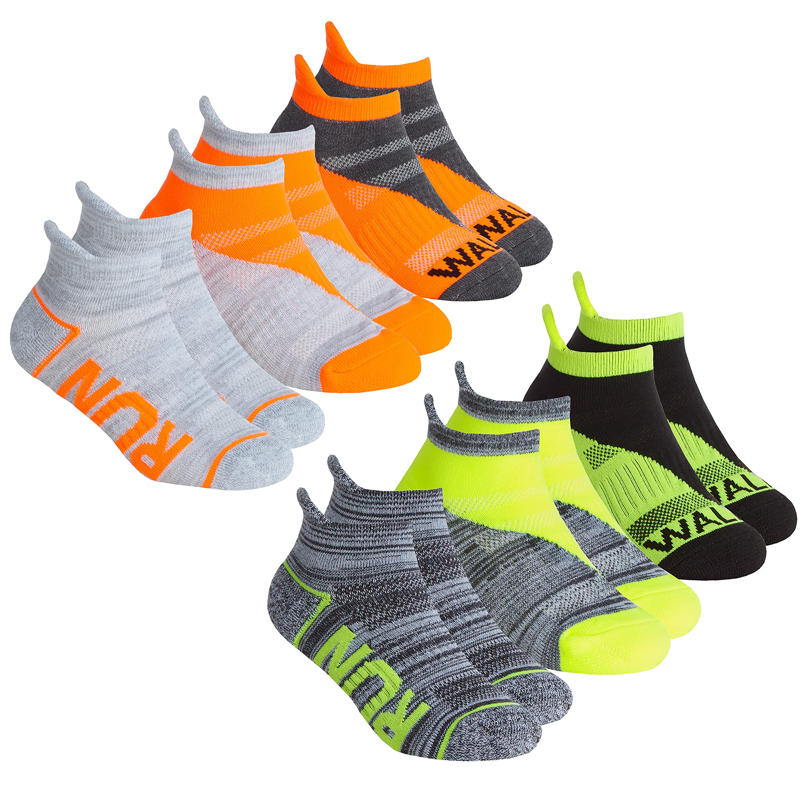 Metzuyan Kids Girls Sport Socks Trainer Liners Low Cut Ankle High Orange Yellow 4-5.5
