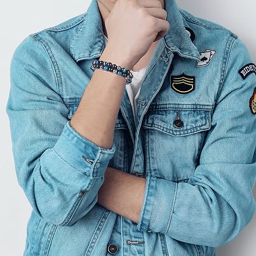 Vista 2 de Evil Eye Bracelets Protection Bracelet Beaded Bracelets Crystal Bracelet for Men Women Bring Luck and Prosperity and Happiness 8mm Blue Tiger