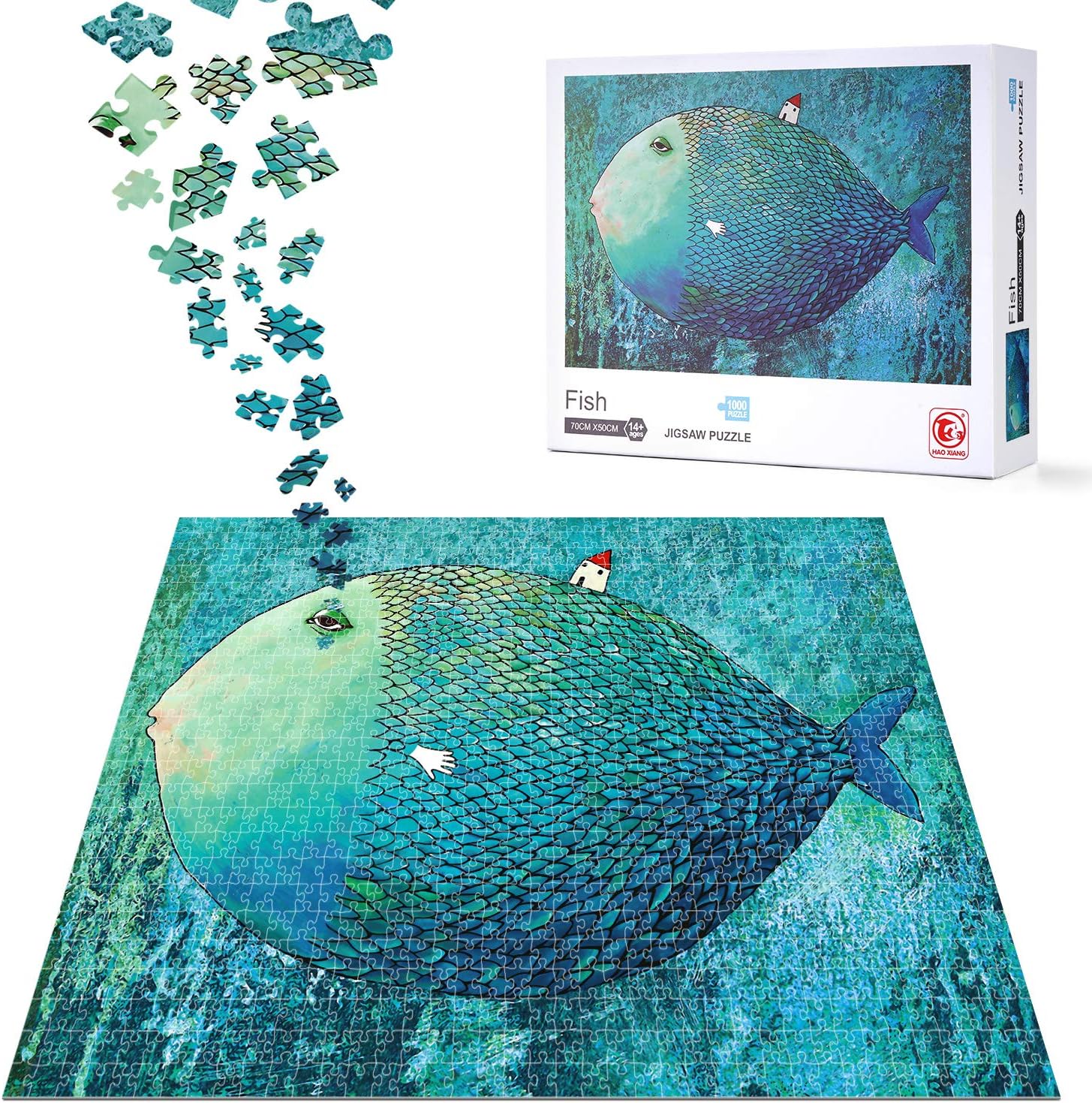 Jigsaw Puzzle for Adults 1000 Pieces, ACSTEP Adult Jigsaw Puzzles Educational Games Intense Colors and High Definition Printing Ideal for Relaxation, Meditation,Hobby （1000 pc,Fish