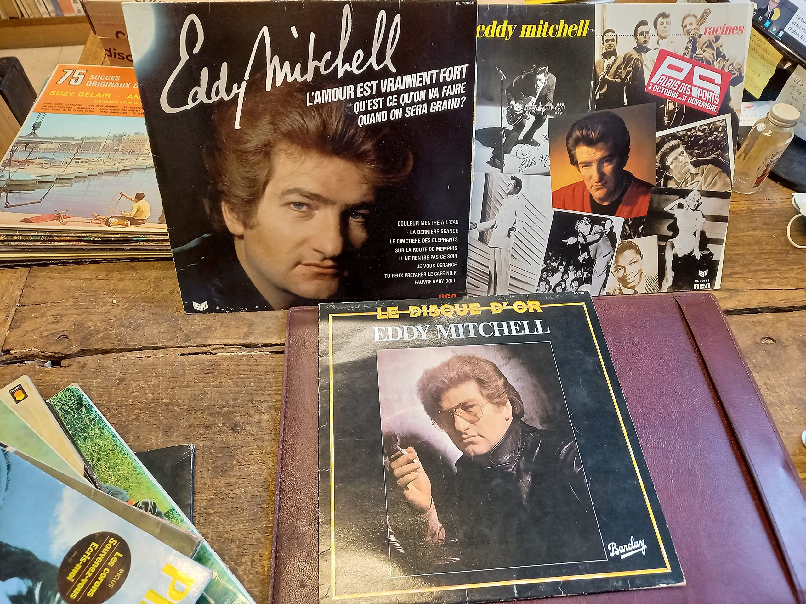 Eddy Mitchell lot 3 disques vinyle 33 tours LP - Palais des sports - le disque d'or