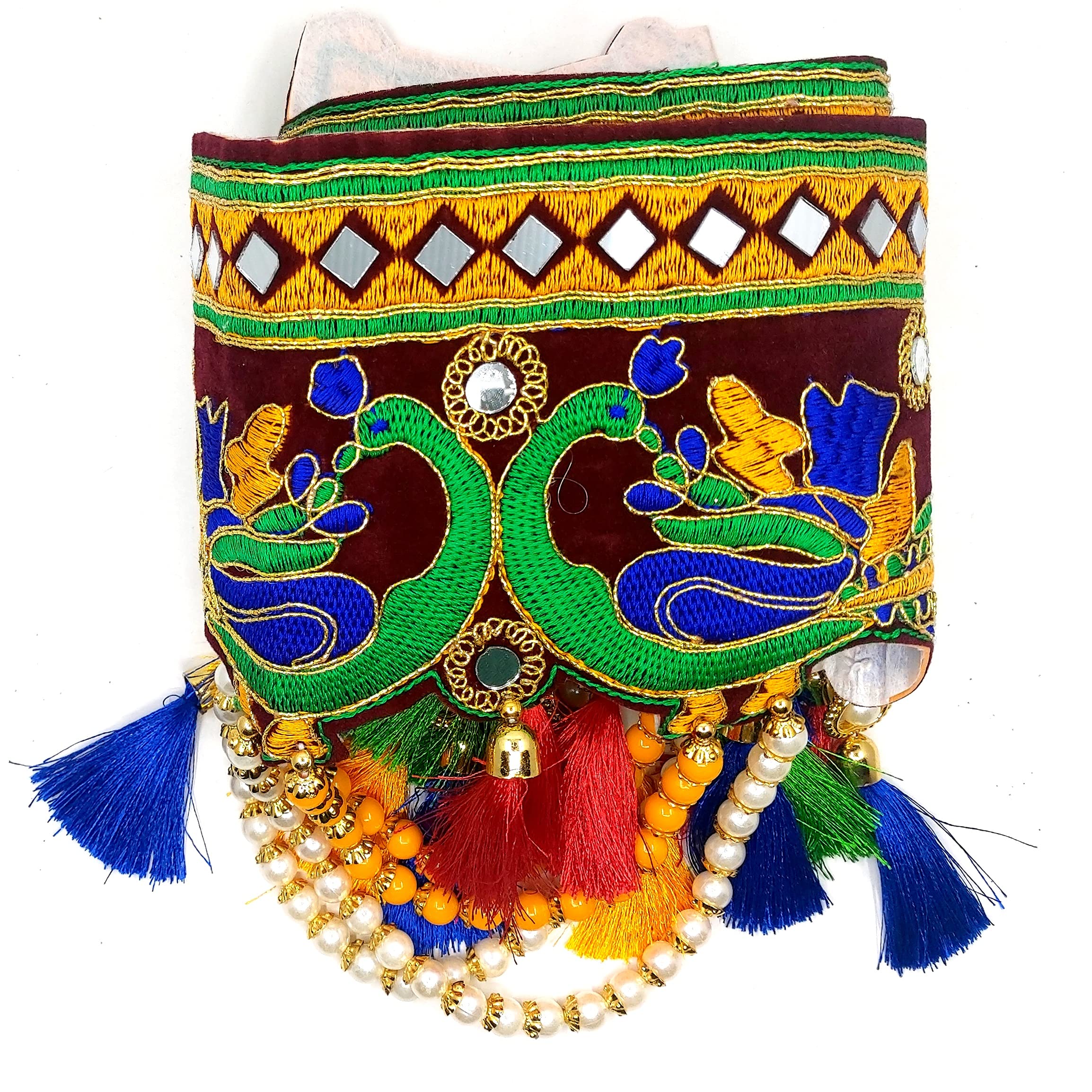 URBAN HAAT Traditional Cotton and Pearl Beads toran in Peacock designfor Main Door 1