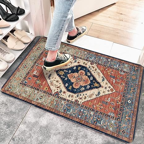 Amazon 北欧マット 玄関マット カラー 室内 屋内 洗える 玄関 マット 北欧 おしゃれ 50 80cm 滑り止め キッチンマット ラグ 西海岸 モダン 高級 ペルシャ絨毯 柄 高密度 ウィルトン織 室内 北欧 スタイル ラグマット 屋内 じゅうたん カーペット絨毯 パンチ タイル