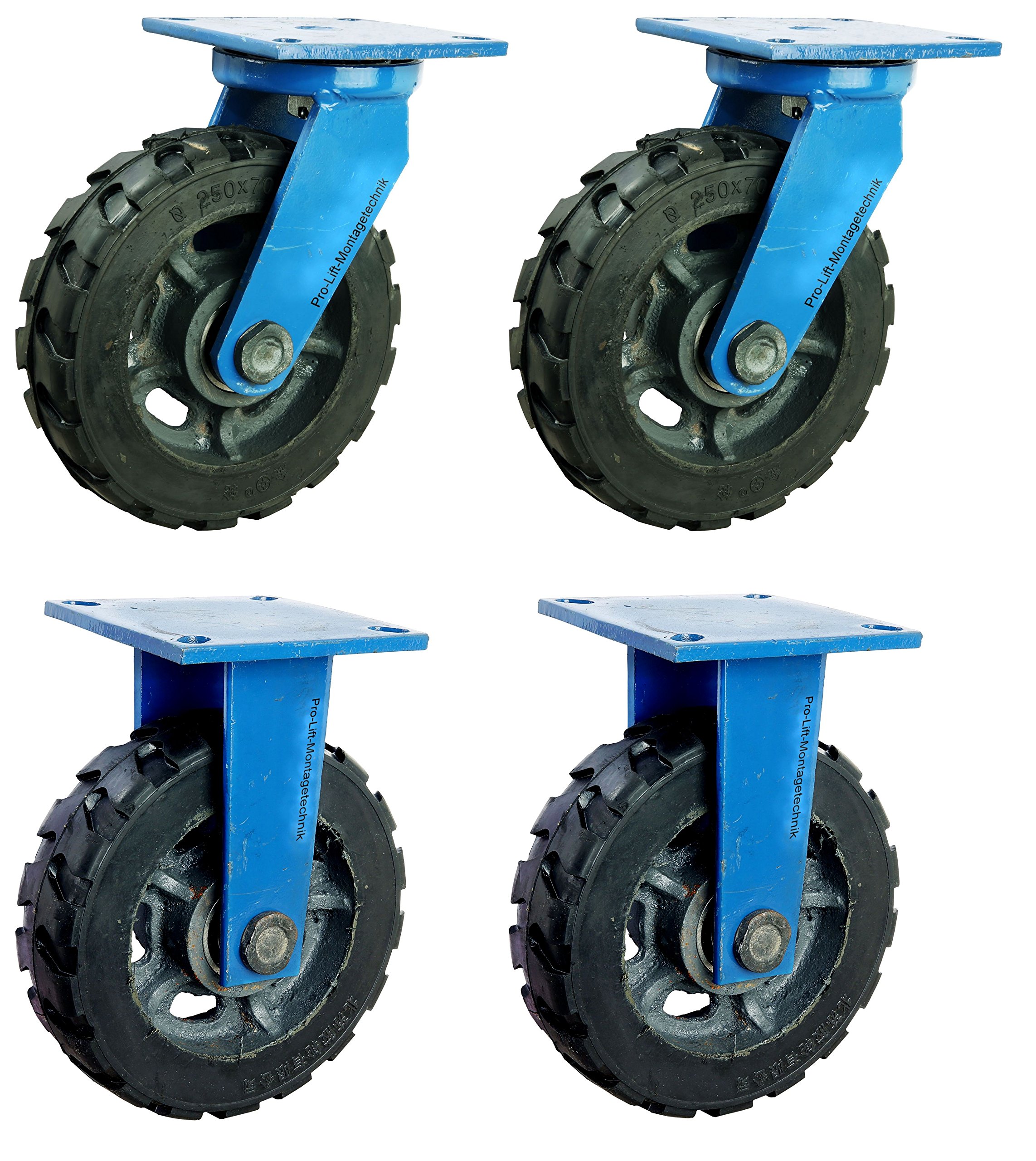 4 Stück: je 800kg Schwerlastrollen, 2 Lenkrollen + 2 Bockrollen, 00216