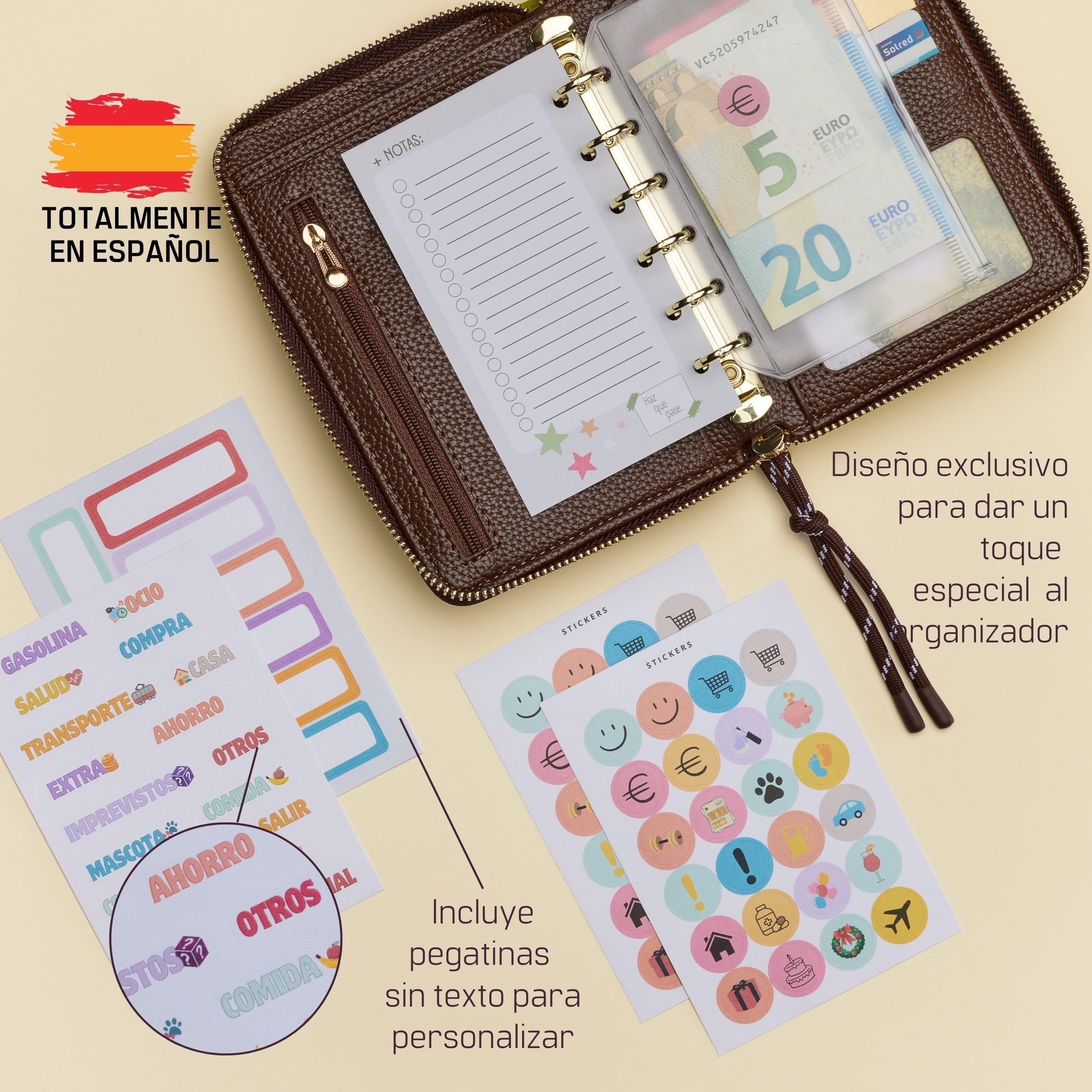 WHEN PIGS FLY - Libreta de Ahorro A7 con Cremallera Completamente en Español - Cuaderno de Ahorro - Carpeta Ahorro Dinero Español - Organizador de dinero - Carpeta de Ahorro de Dinero (Verde)