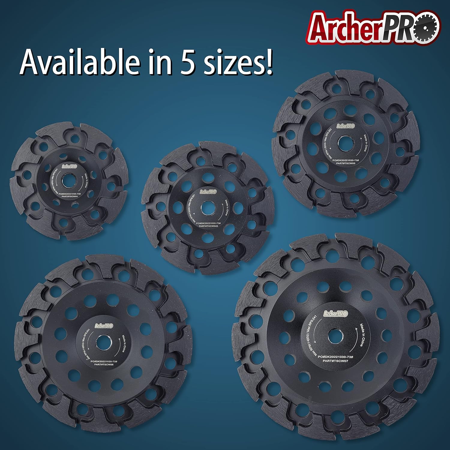 Archer PRO Aggressive 5" in. T-Seg Diamond Grinding wheel, Cup Wheel for Concrete Grinding. For use on angle grinder.