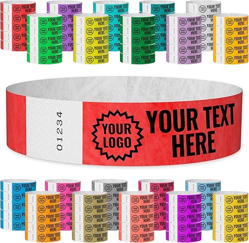 Vista 27 de WristCo Pulseras de impresión personalizadas doradas – 1,000 unidades Tyvek ¾ pulgadas x 10 pulgadas – Añade cualquier texto, logotipo e imagen