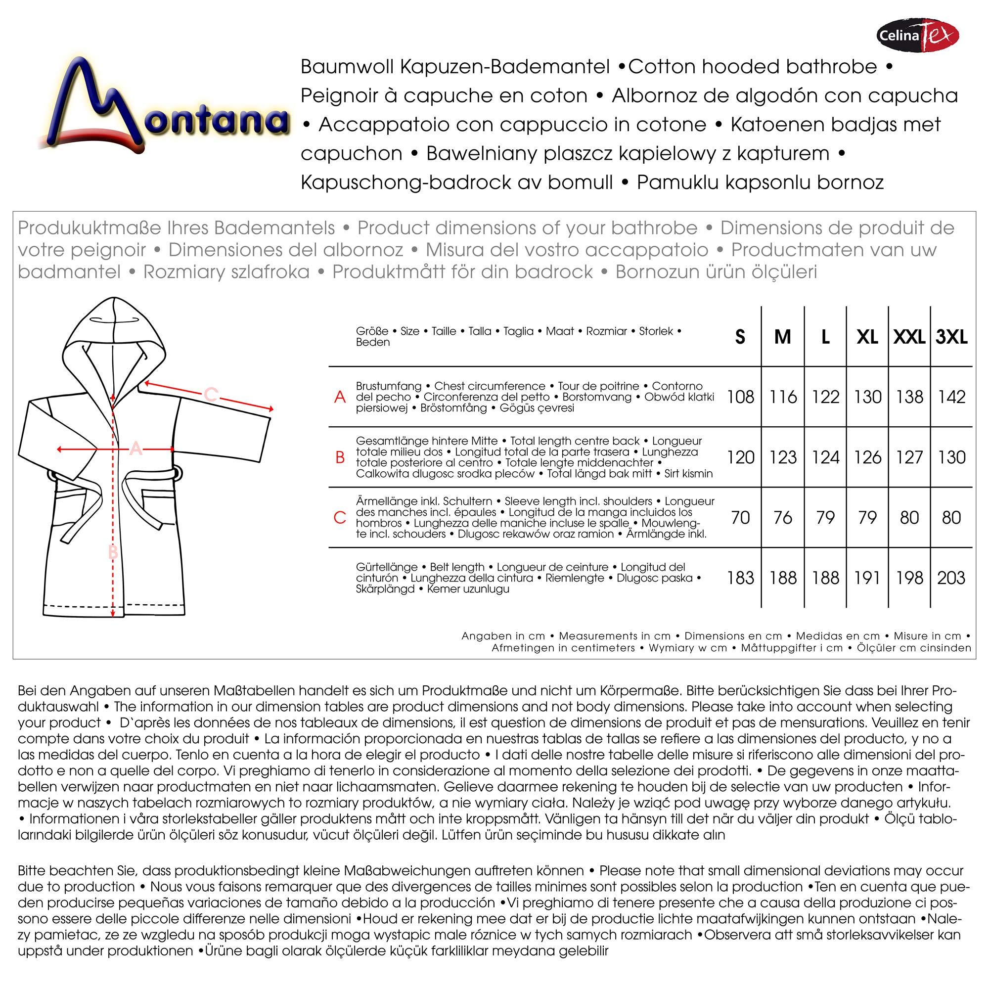 CelinaTex Szlafrok Montana, z kapturem, jednokolorowy, długi, naszyte kieszenie, szwy, kobiety, mężczyźni, unisex, 100% bawełna, ciemnoszary, XL