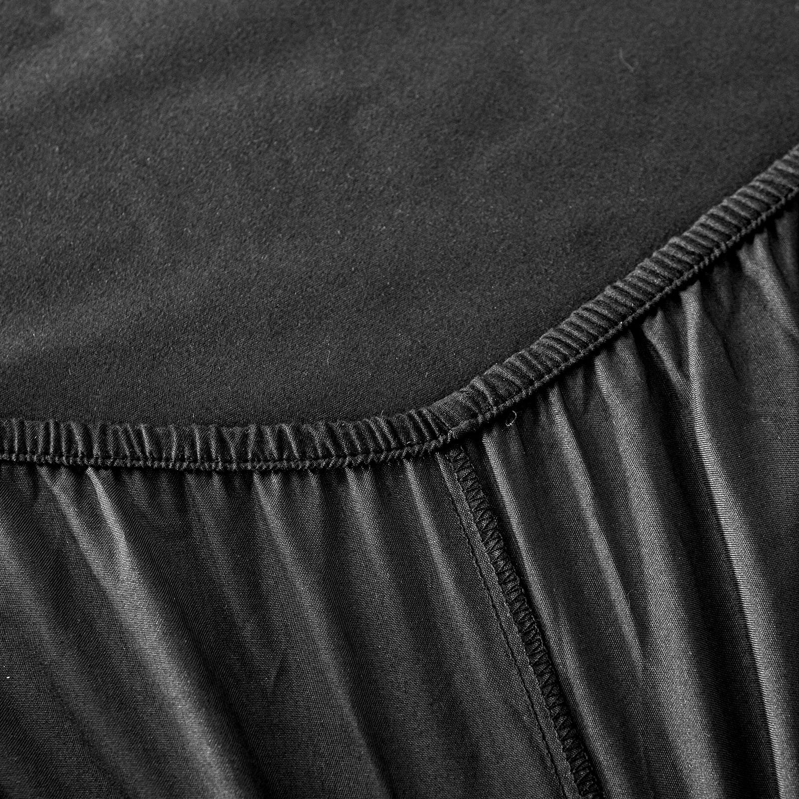 KONO Bedding Fitted Sheet - Brushed Microfibre Fitted Sheet - 30 cm Deep Pocket (Black, 140 x 200 cm) BS-3 140 BK - Image 4