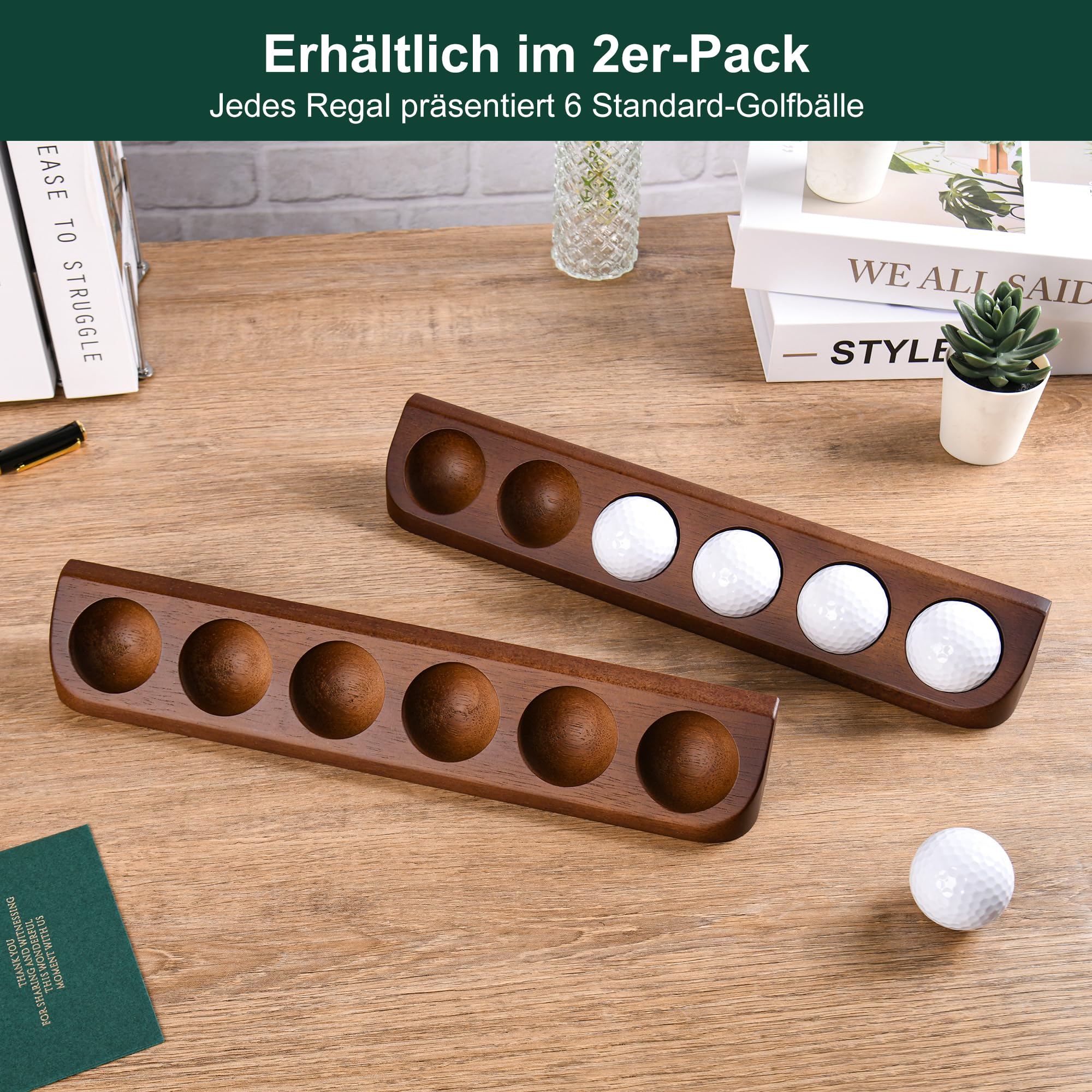 Tapeera 2er-Pack Golfball Vitrine Wandhalterung – Holz Setzkasten für 12 Golfbälle – Golfball Regal für Sammler – Sport Memorabilia Schaukasten – Golf Zubehör Geschenk Herren
