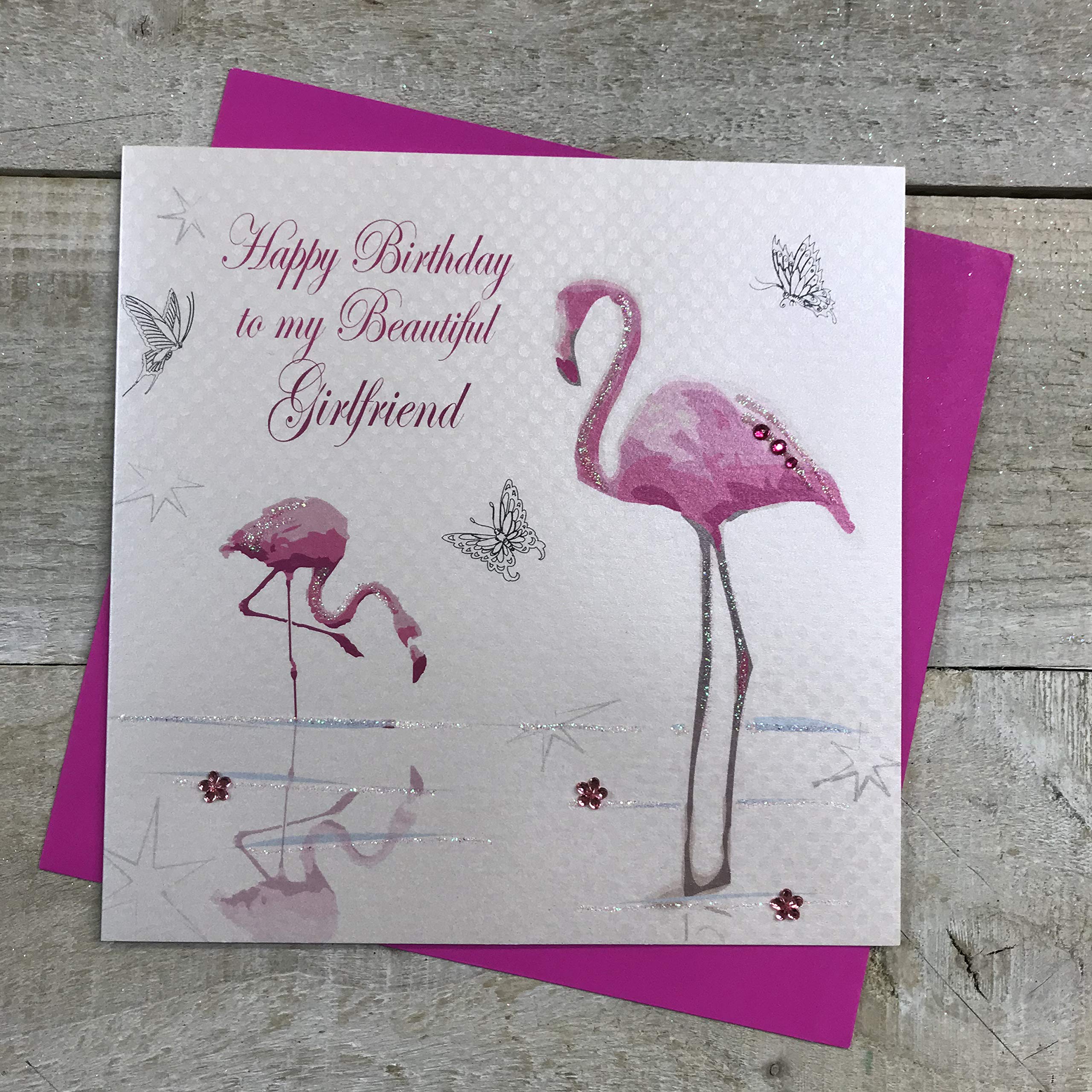 WHITE COTTON CARDS Handgefertigte Karte Zum 45. Jahrestag – 16x16 Cm, Mit Strass, Umschlag Inklusive