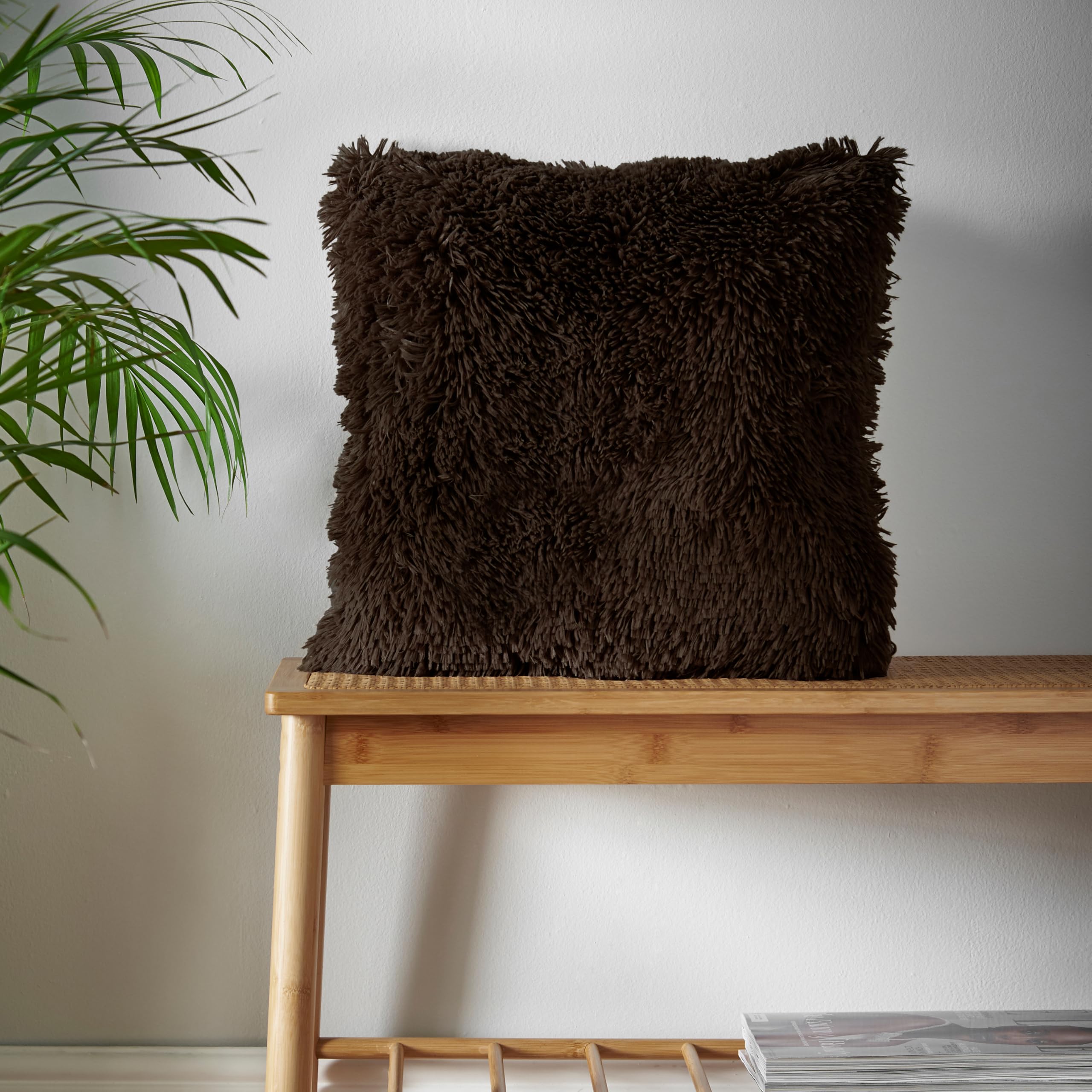 Catherine Lansfield Chocolate Cuddly Deep Pile Faux Fur 45X45cm Cushion