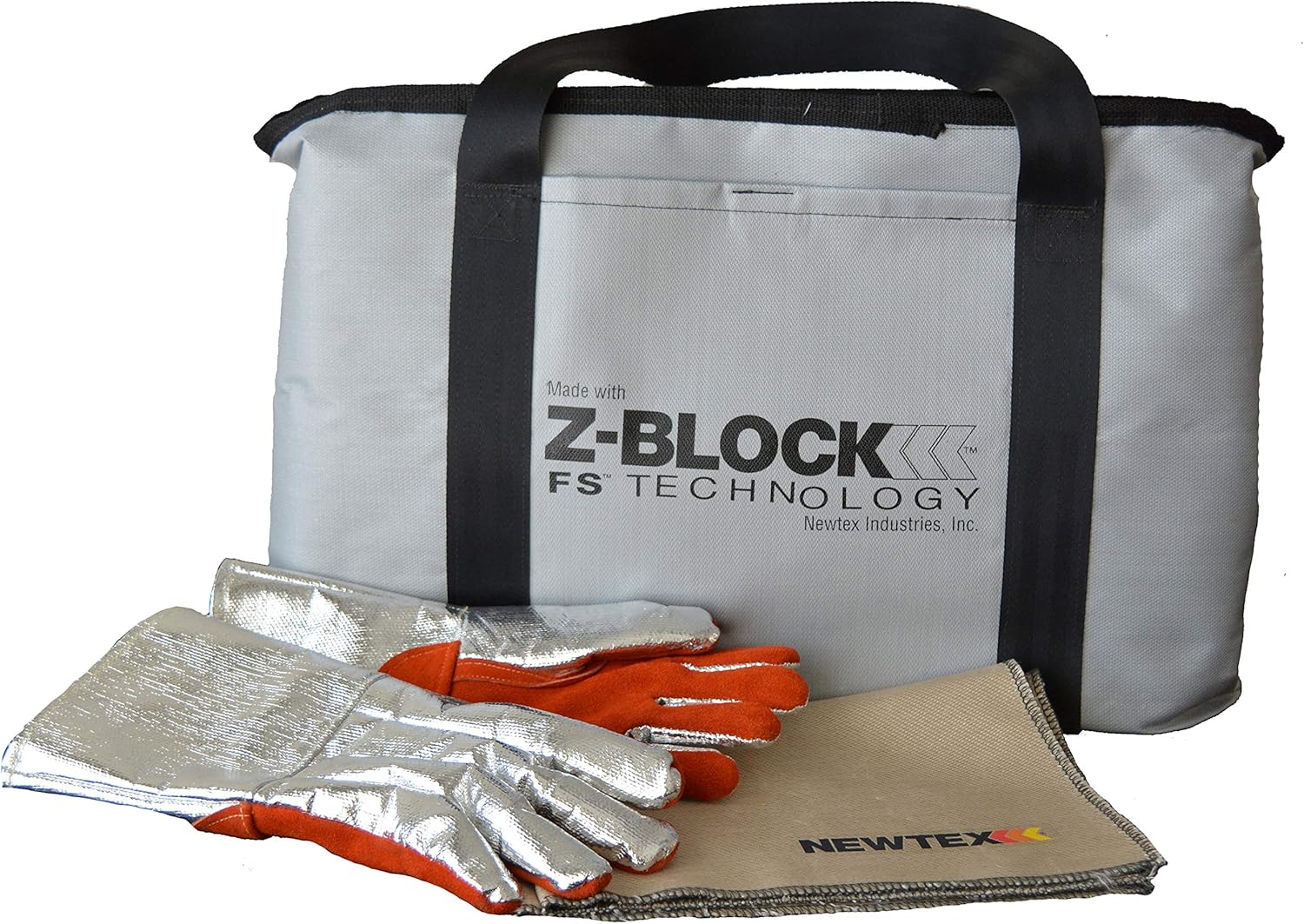 Newtex Z-Block X-Large Lithium Ion Battery Fire Containment Tote Bag Kit Used Aboard Aircraft, Fire Resistant, Flame Retardant, Meets FAA Standards, 24" H x 13" W x 5" D Made in USA