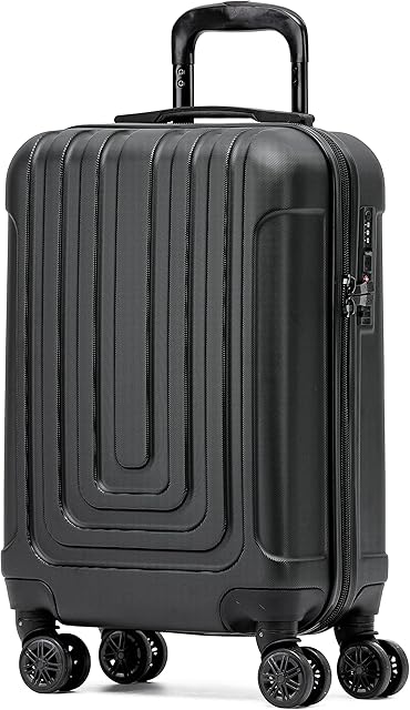 Flight Knight Premium Hard Shell Lightweight Cabin Suitcase - 8 Spinner Wheels - Built-in TSA Lock & USB Port - Luggage Approved for Over 100 Airlines Including easyJet, Ryanair & Jet2-55x35x20cm