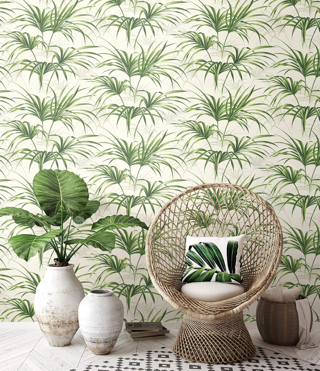 NextWall Tropical Palm Leaf Peel and Stick Wallpaper