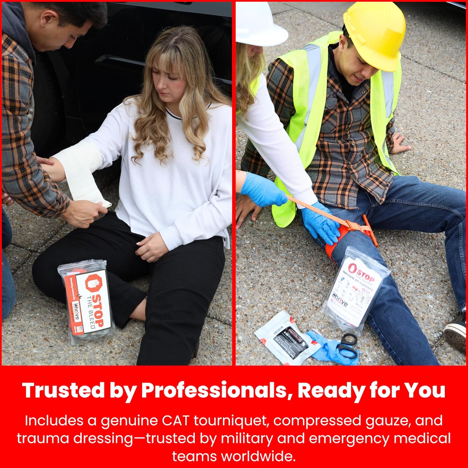 iThrive Medical - Stop The Bleed Trauma Kit - Bleeding Control Kit with CAT Tourniquet & Trauma Shears - Emergency First Aid Kit - Complete Individual First Aid Set (7 Pieces)