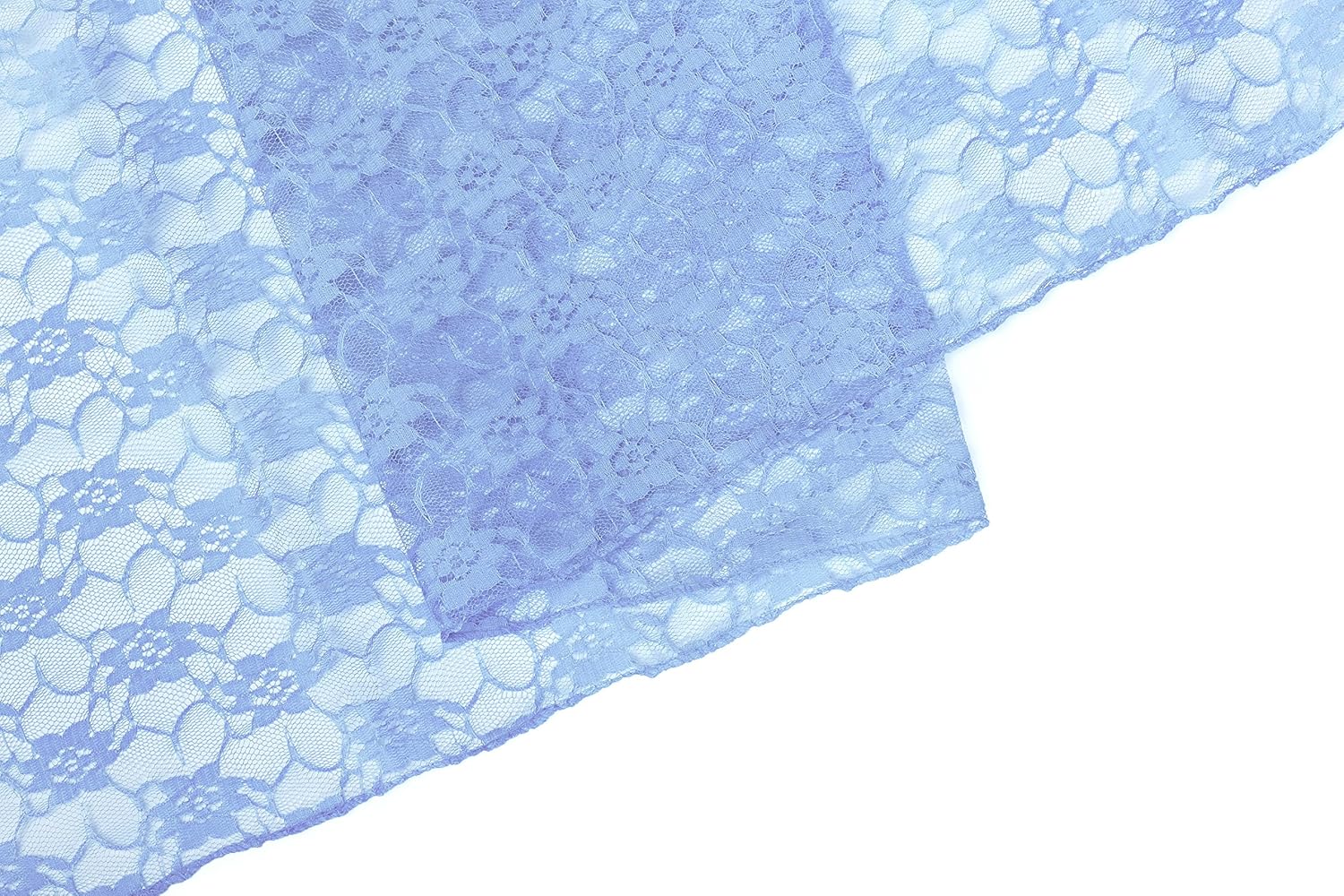 MDS Pack of 15 Wedding 12 x 108 inches Lace Table Runner for Wedding, Decorations for Birthday Parties, Banquets, Graduations, Engagements, and Runners fit Rectangle Round Table - Baby Blue