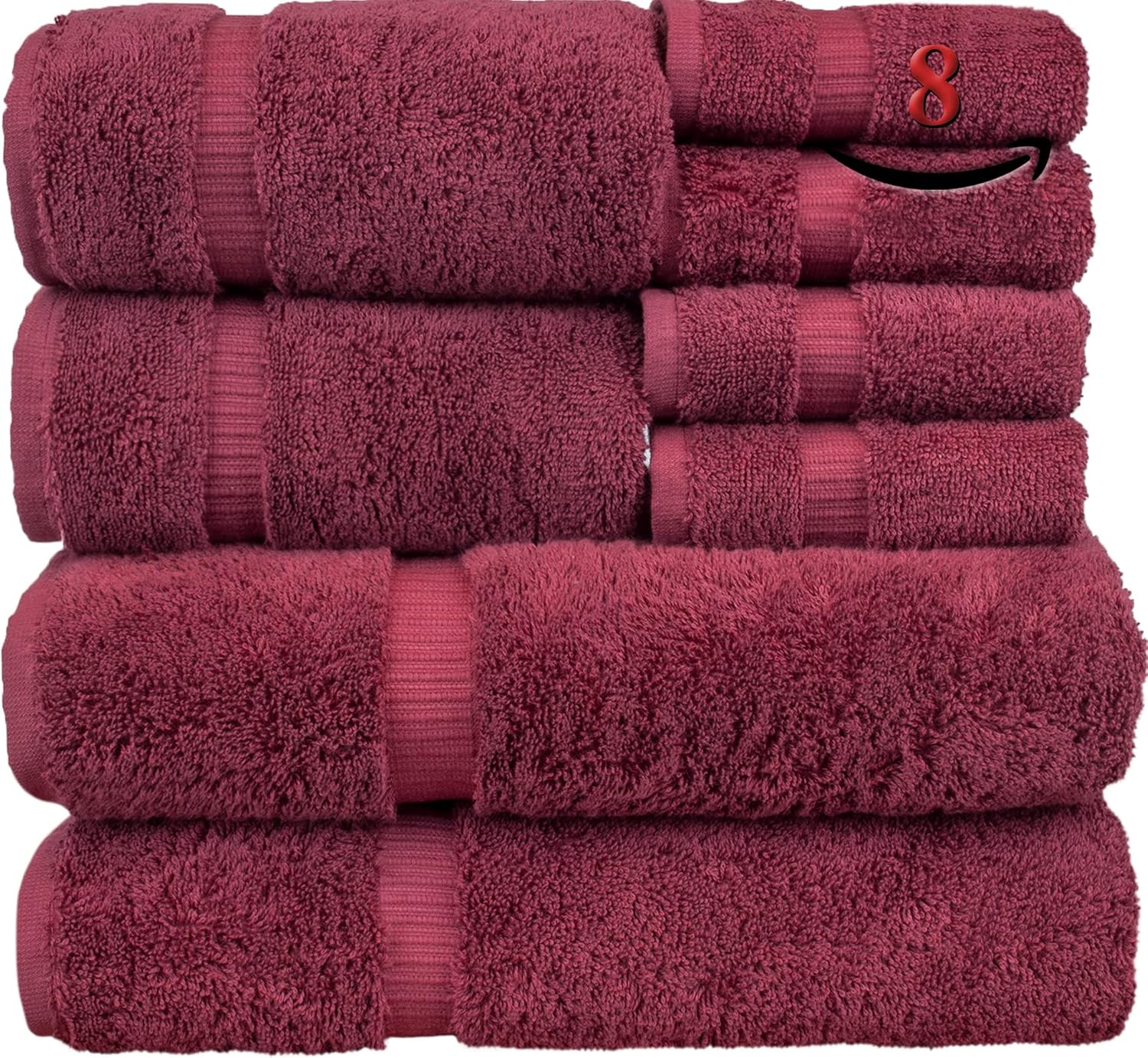 BC BARE COTTON Luxury Hotel & Spa Quality, Highly Absorbent 100% Turkish Cotton, 750+ GSM, Eco Friendly Towel, Bathroom and Kitchen Dobby Border Towels(8 Piece, Cranberry) BC BARE COTTON Luxury Hotel & Spa Quality, Highly Absorbent 100% Turkish Cotton, 750+ GSM, Eco Friendly Towel, Bathroom and Kitchen Dobby Border Towels(8 Piece, Cranberry)