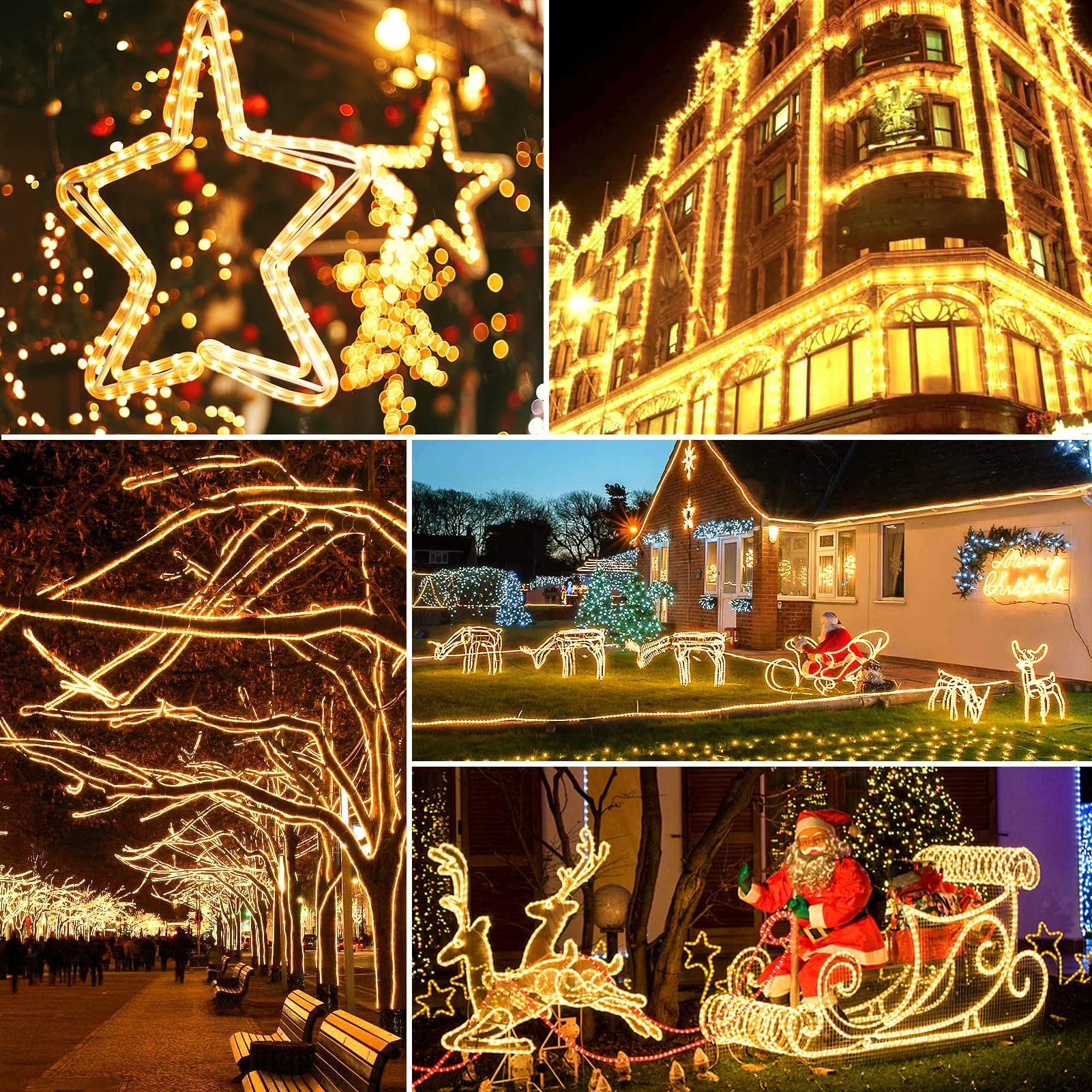 HAUSPROFI 15m 200 LED Lichterschlauch Außen, Lichterkette Strombetrieben Warmweiß, IP44 Wasserdicht & Dimmbar mit Fernbedienung, Ideal für Garten, Balkon & Weihnachtsbeleuchtung, Ø5mm