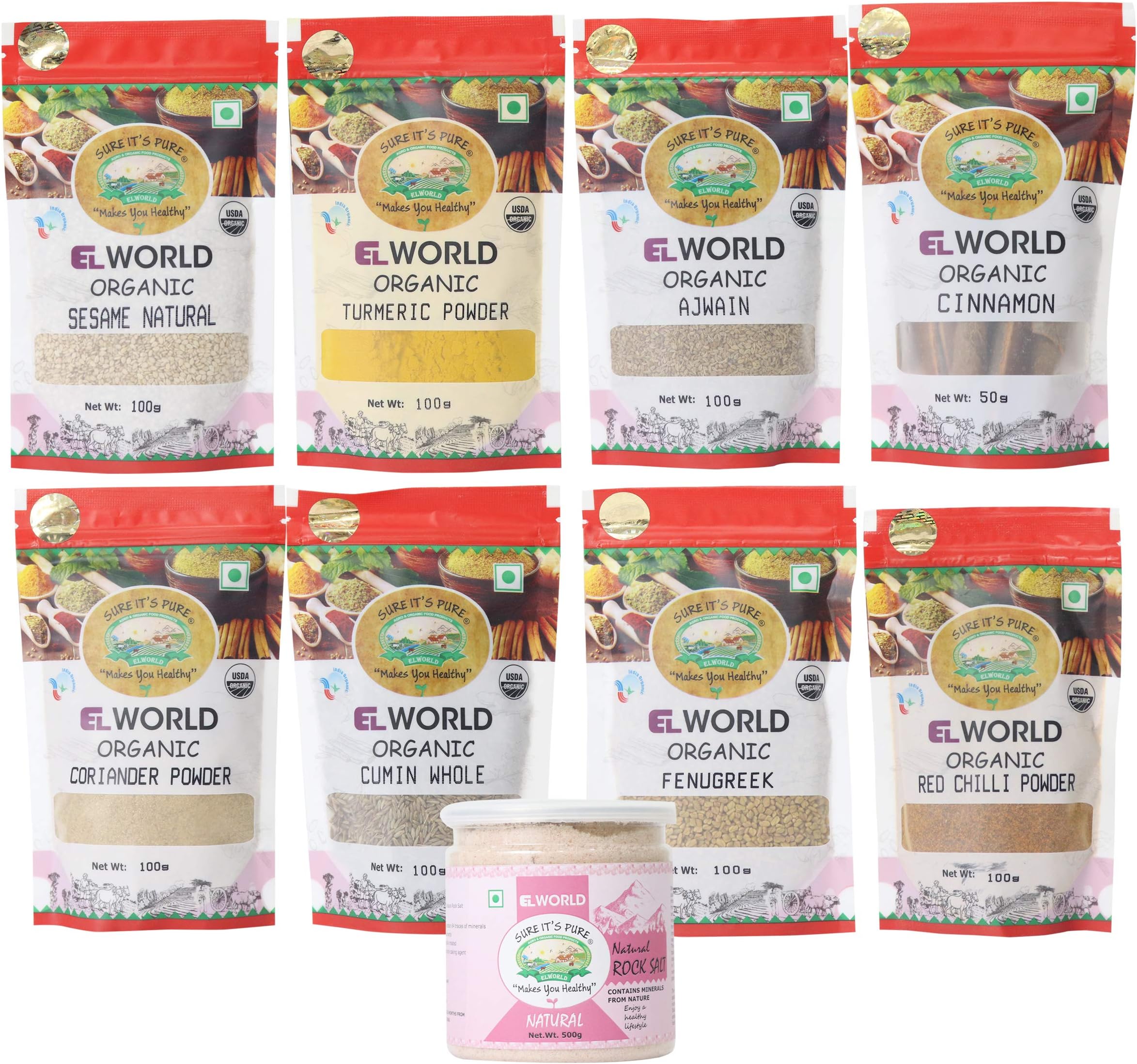 ELWORLD AGRO & ORGANIC FOOD PRODUCTS Essential Kitchen Spices Combo Pack