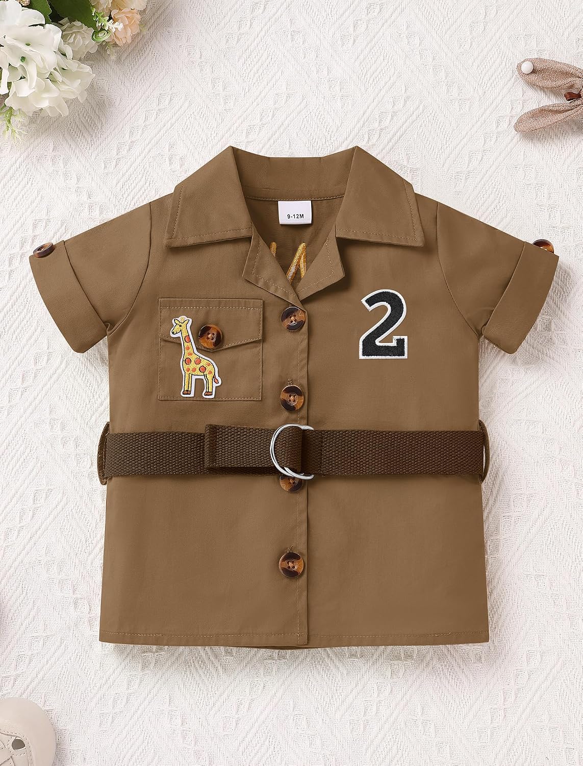 OBEEII Baby Boys Safari Outfit Infant Wild 1st Birthday Photoshoot Shirt Top Shorts Set Animals Zoo Keeper Jungle Outfits