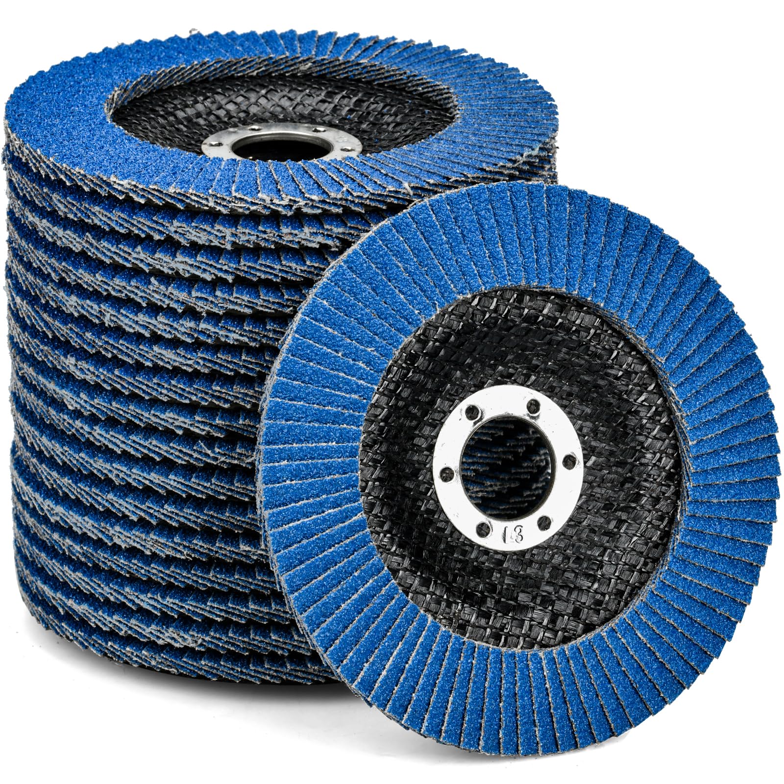 10 Pezzi Dischi Lamellari ø 125 mm x 22.2 mm Disco Lamellare Grana 80 Dischi Abrasivi per Acciaio Inossidabile Metallo e Legno, Blu
