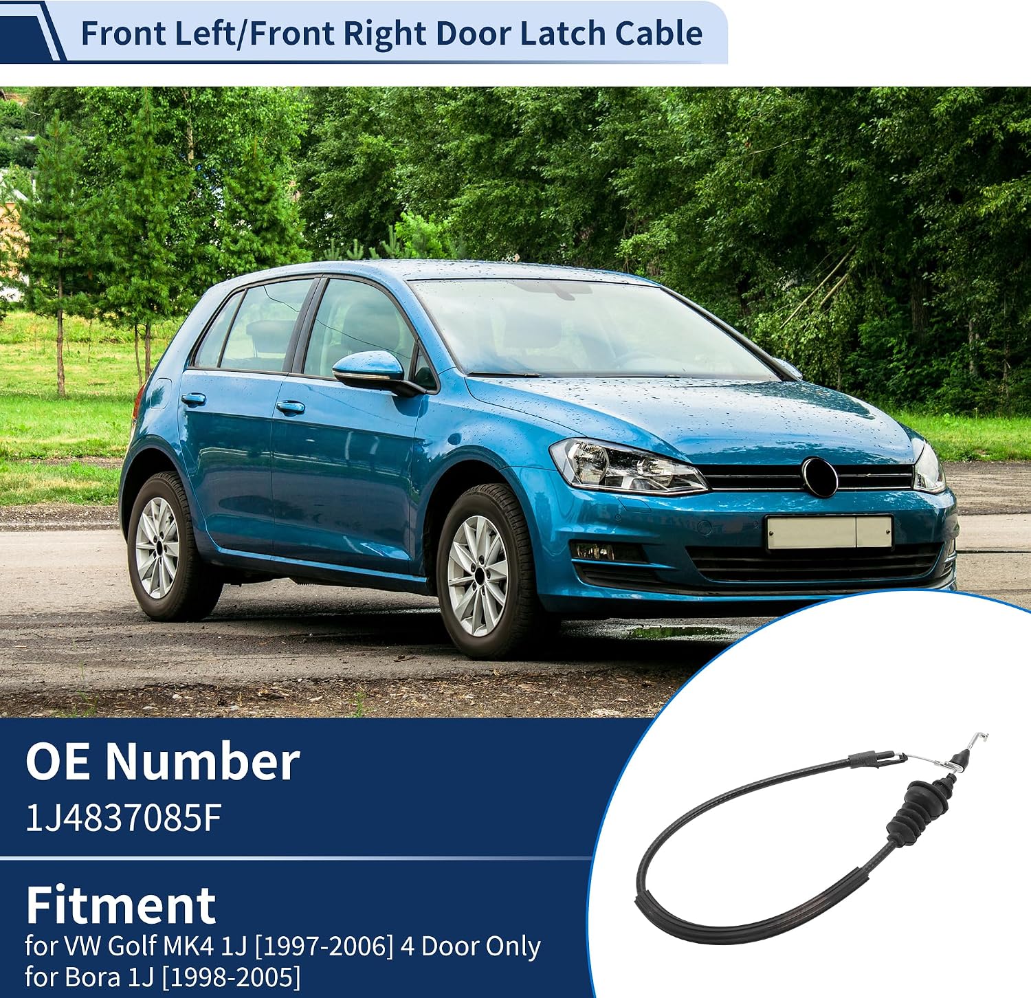 Door Latch Cable Door Cable Latch Release No.1J4837085F for VW Golf MK4 1J [1997-2006] 4 Door Only Front