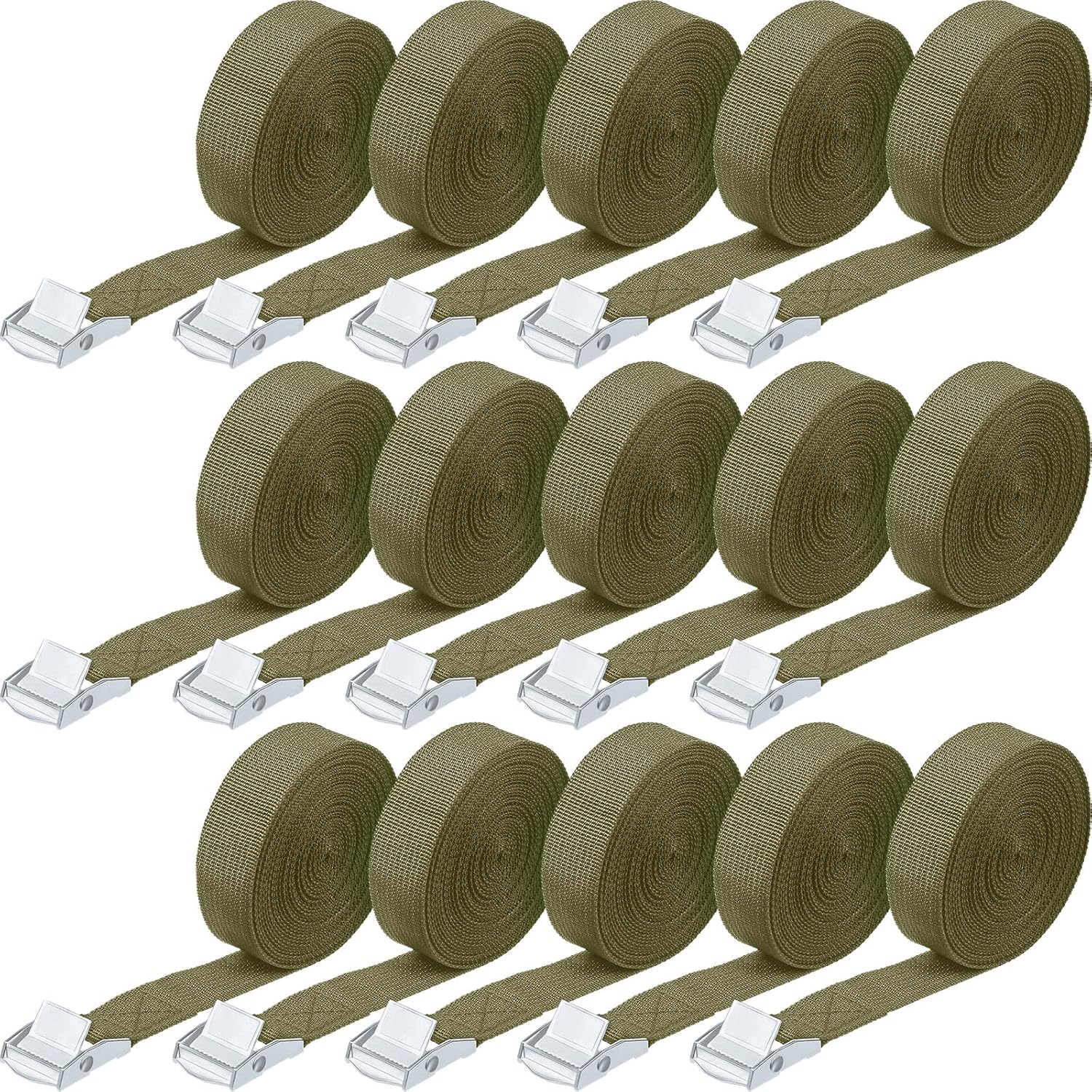 Riakrum 15 Pack 12 Feet Lashing Straps Adjustable Kayaks Tie Down Cam Buckle Straps with Buckles up to 250lbs for Cargo, Luggage, Motorcycles, Truck, Car Roof Rack, Sup Surfboard(Black)