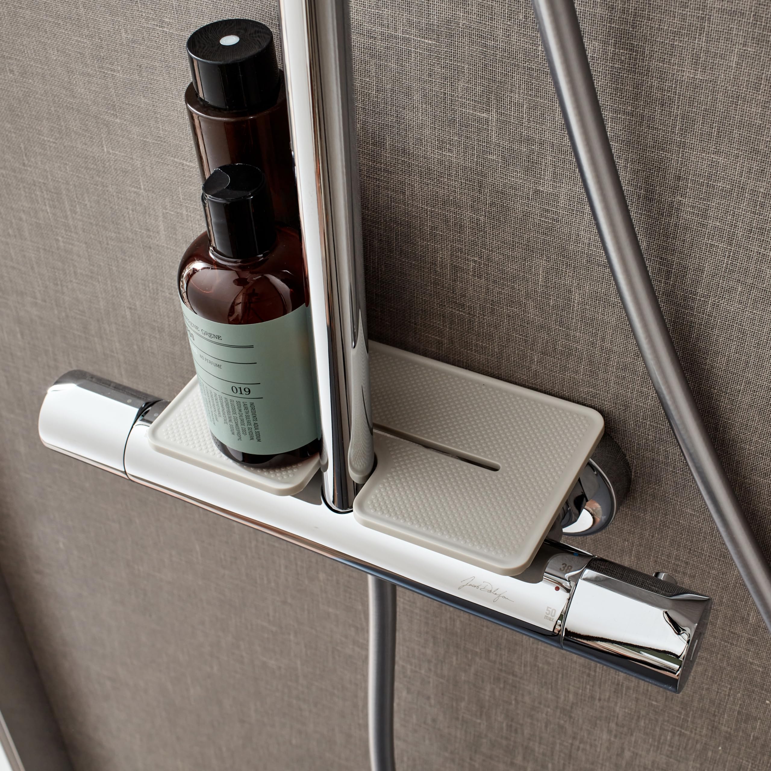 JACOB DELAFON Grifo Termostático de Ducha Grifería Monomando Termostática Mural con Limitador de Caudal Sensitivo Ahorro de Agua Máxima Seguridad Latón Cromado MÉTRO E24394-CP