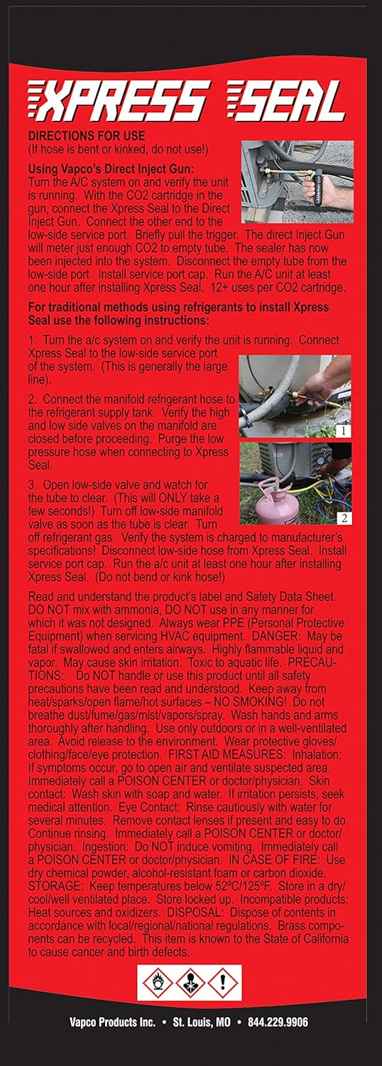 Xpress Seal A/C Leak Sealant Starter Kit Easy Use Fast Seal 1.5 to 5 ton