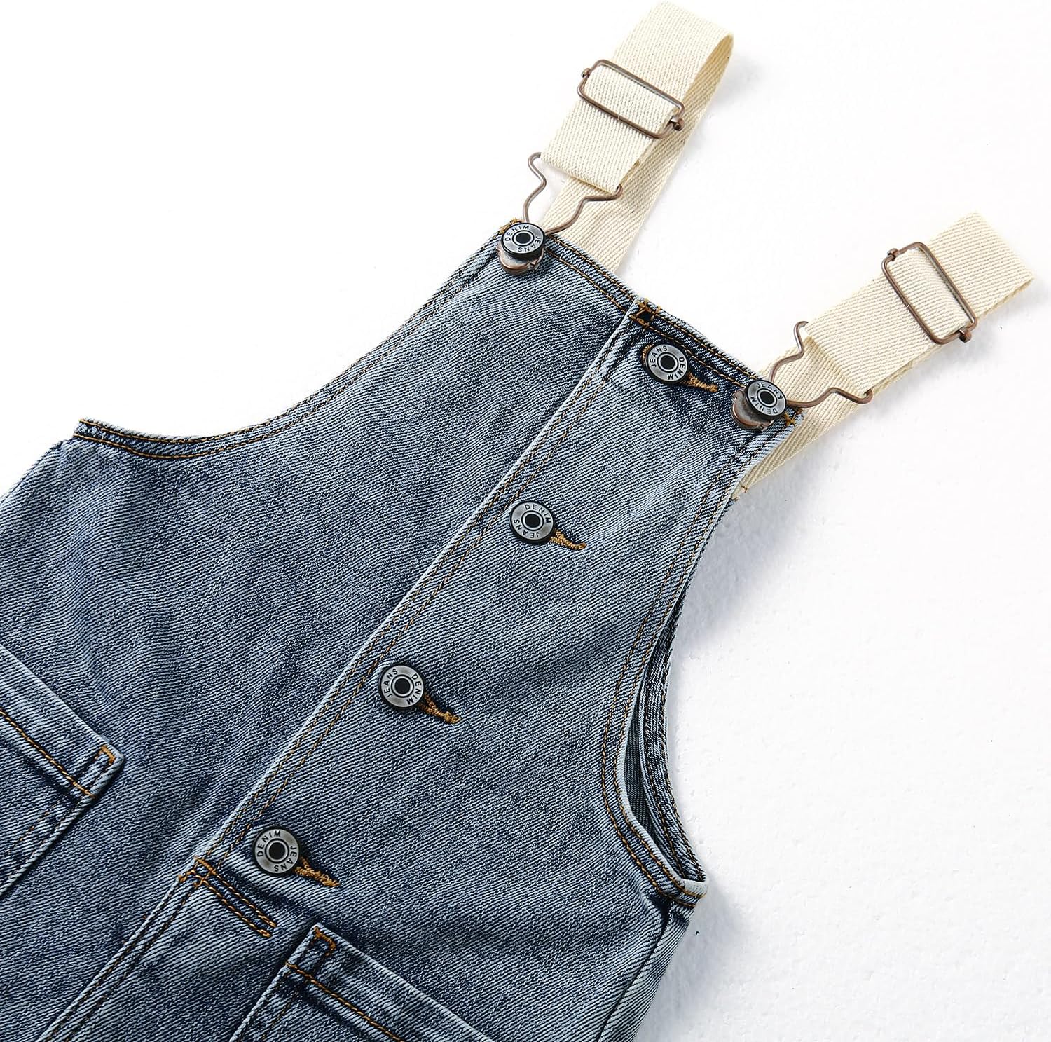 KIDSCOOL SPACE Baby Girls Denim Overalls, Cardigan Style Jeans Workwear - Image 5