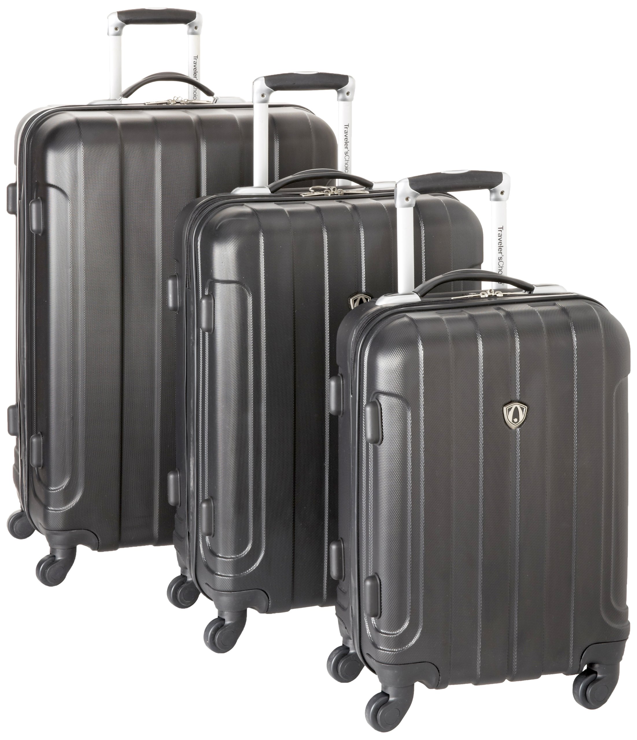 Traveler's Choice Cambridge Hardside Lightweight Spinner Luggage Set, Black, 3-Piece