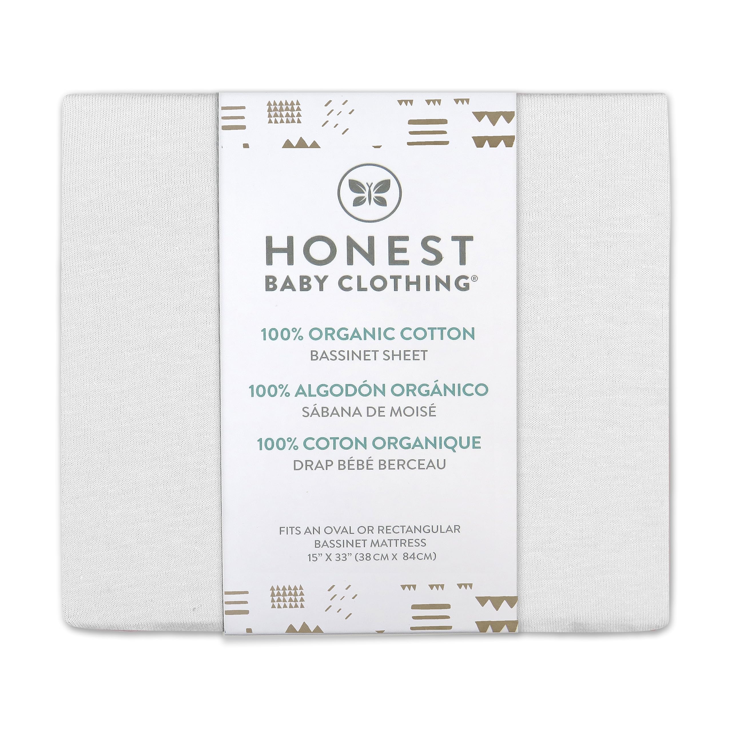 HonestBaby Prześcieradło z gumką z bawełny organicznej, biały, 38 cm x 84 cm